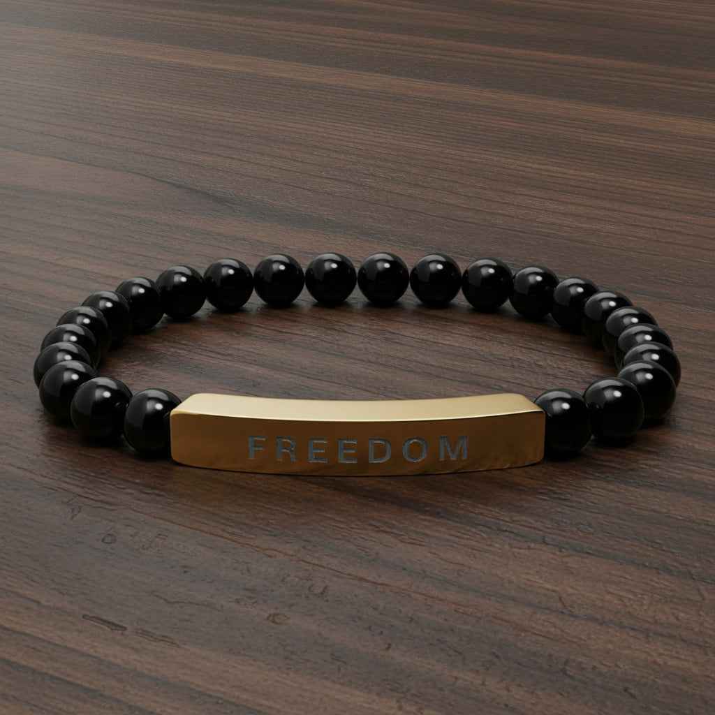 Natural Stone Freedom Bracelet - Stretch Bar Design
