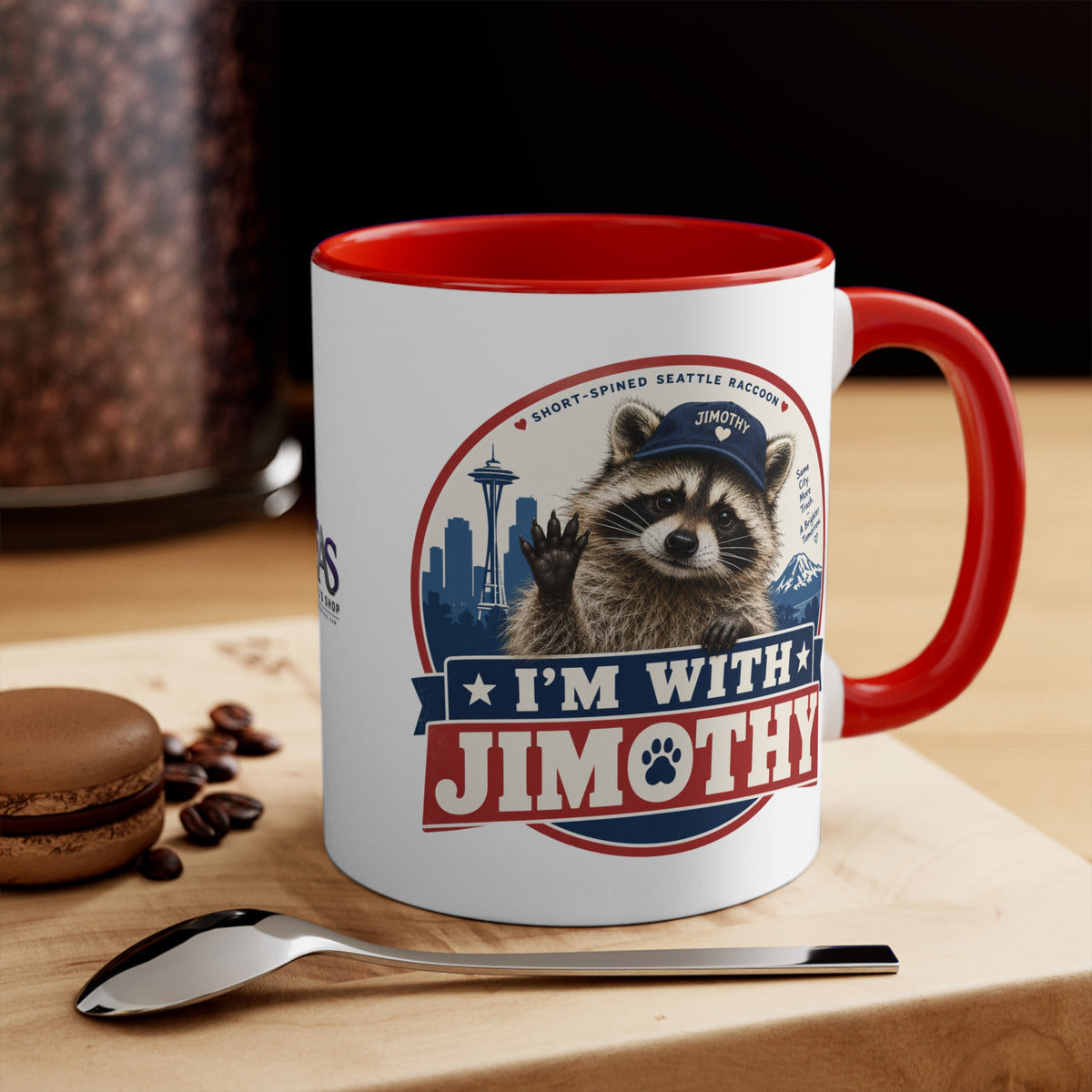 I’m With Jimothy Raccoon Accent Coffee Mug