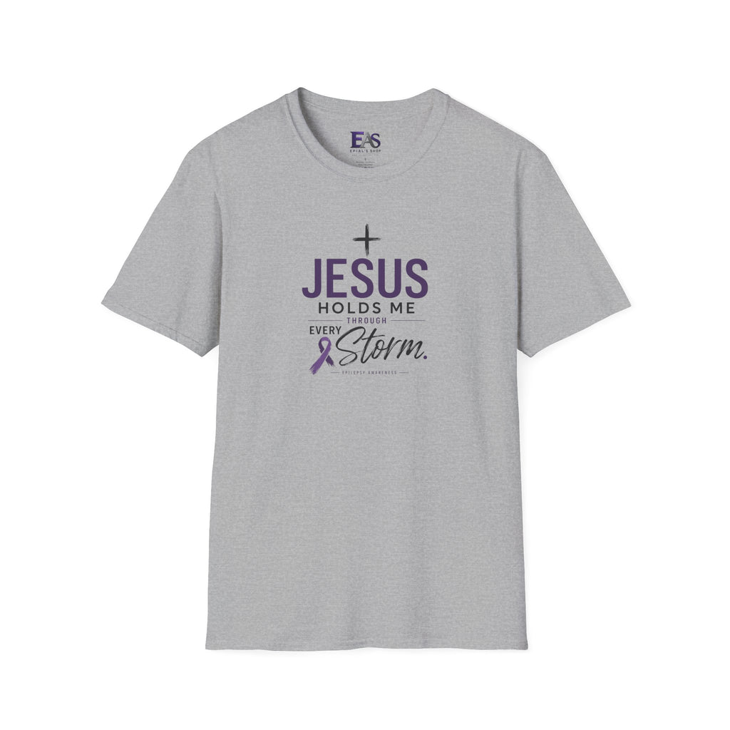 Jesus Holds Me Through Every Storm Epilepsy Awareness T-Shirt