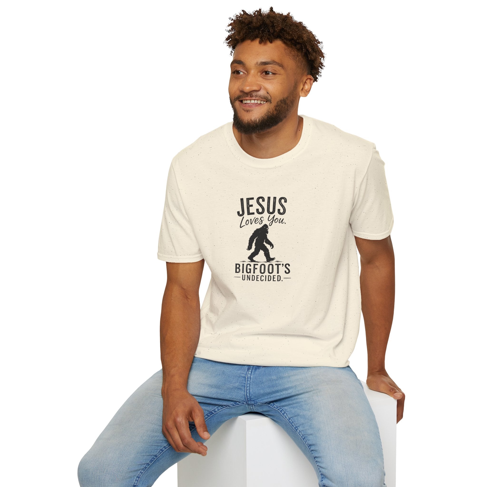 Jesus Loves You, Bigfoot’s Undecided T-Shirt | Funny Christian Sasquatch Tee