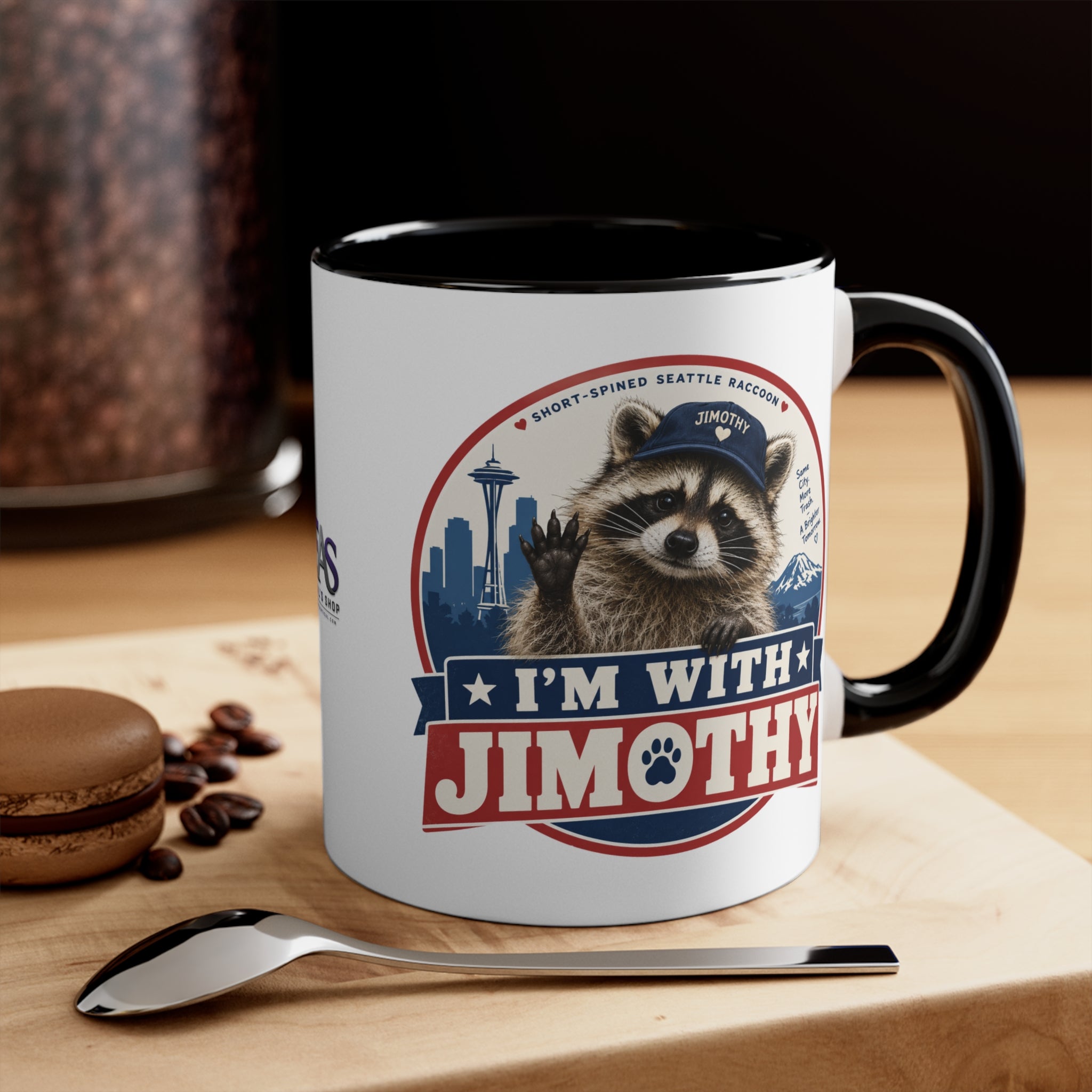 I’m With Jimothy Raccoon Accent Coffee Mug