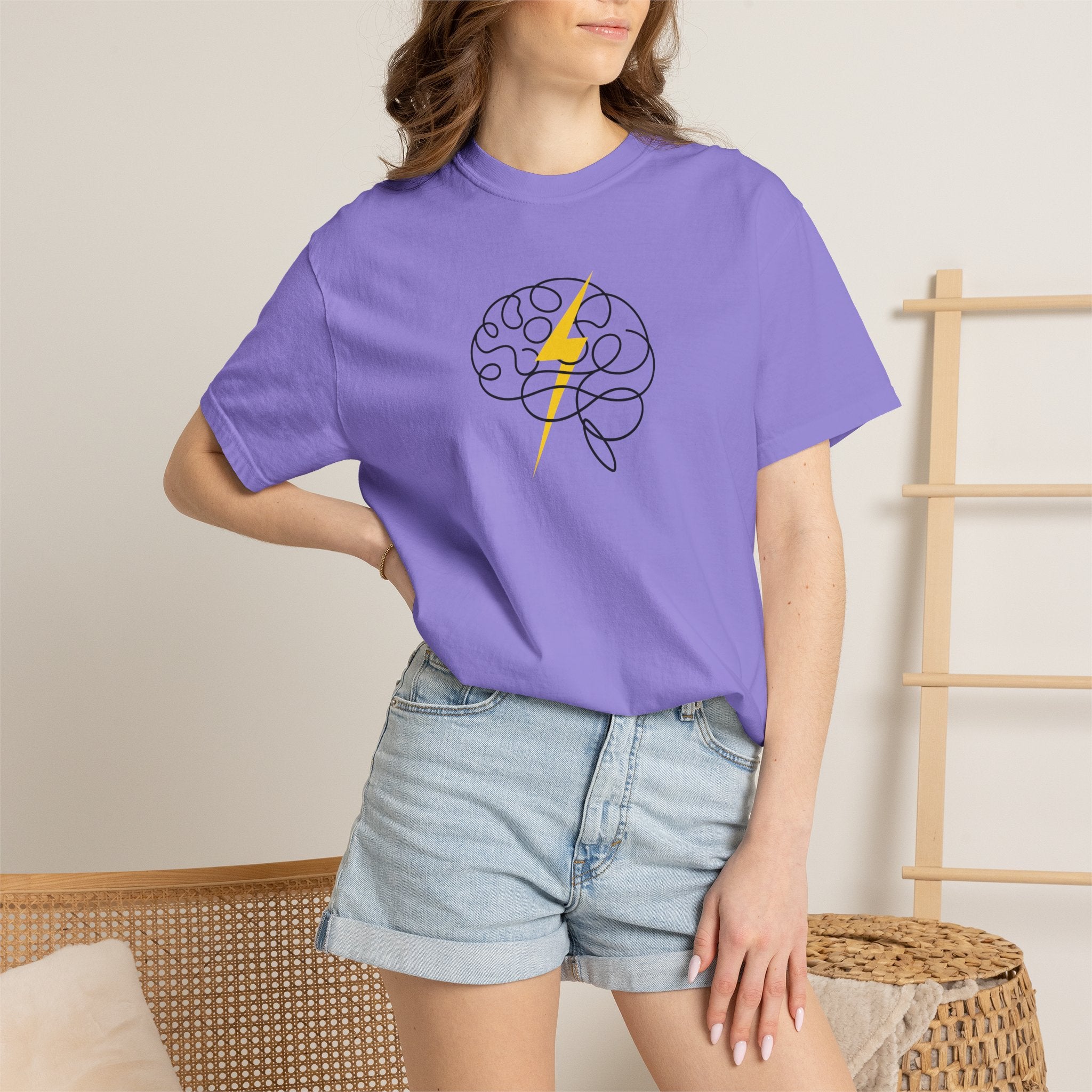 Electric Mind Brain Lightning Garment-Dyed T-Shirt