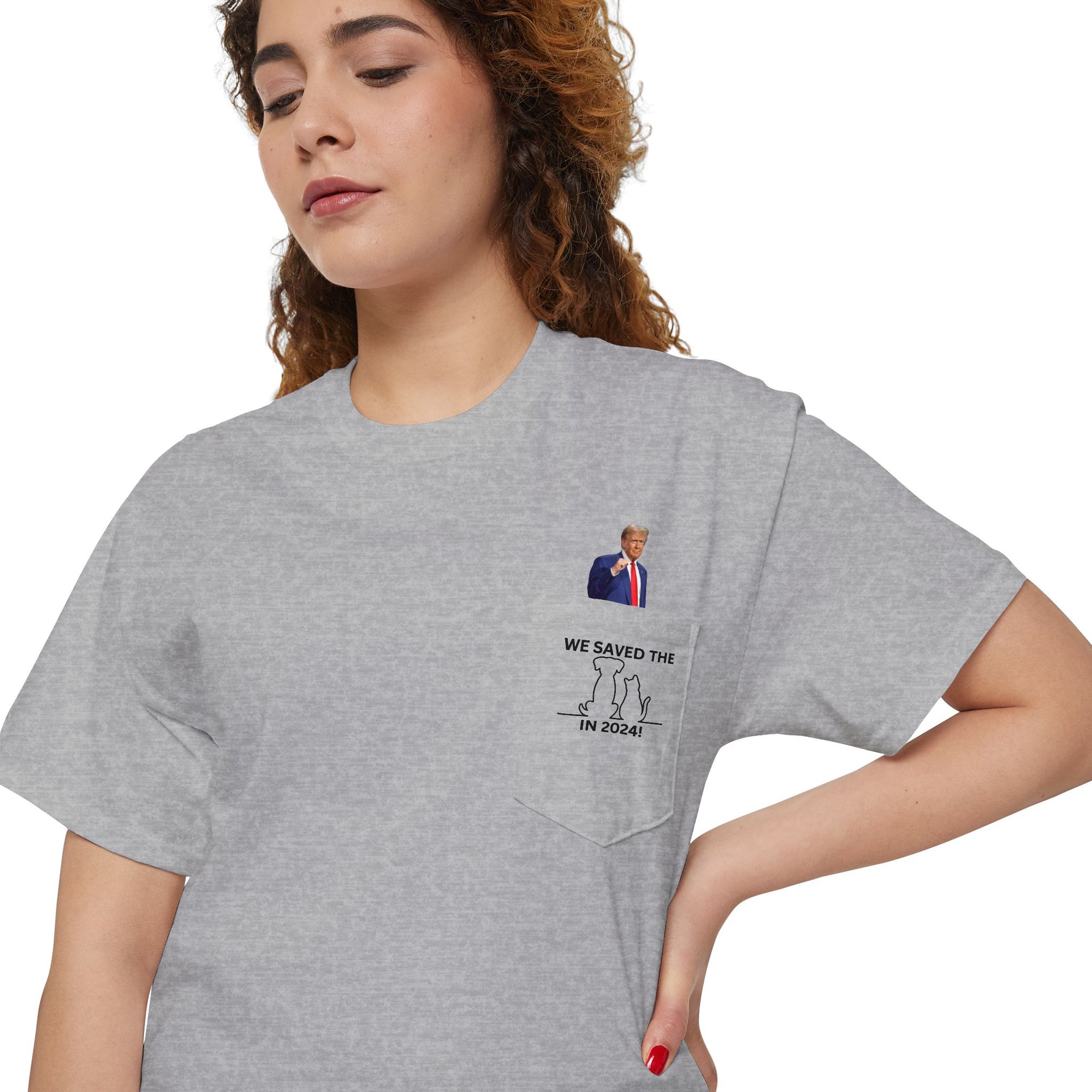 Trump - Saved the Cats & Dogs Unisex Heavy Cotton Pocket Tee