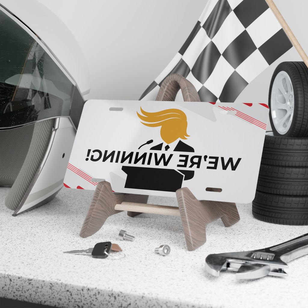 “WE’RE WINNING!” Mirror-Readable Political Parody Vanity Plate