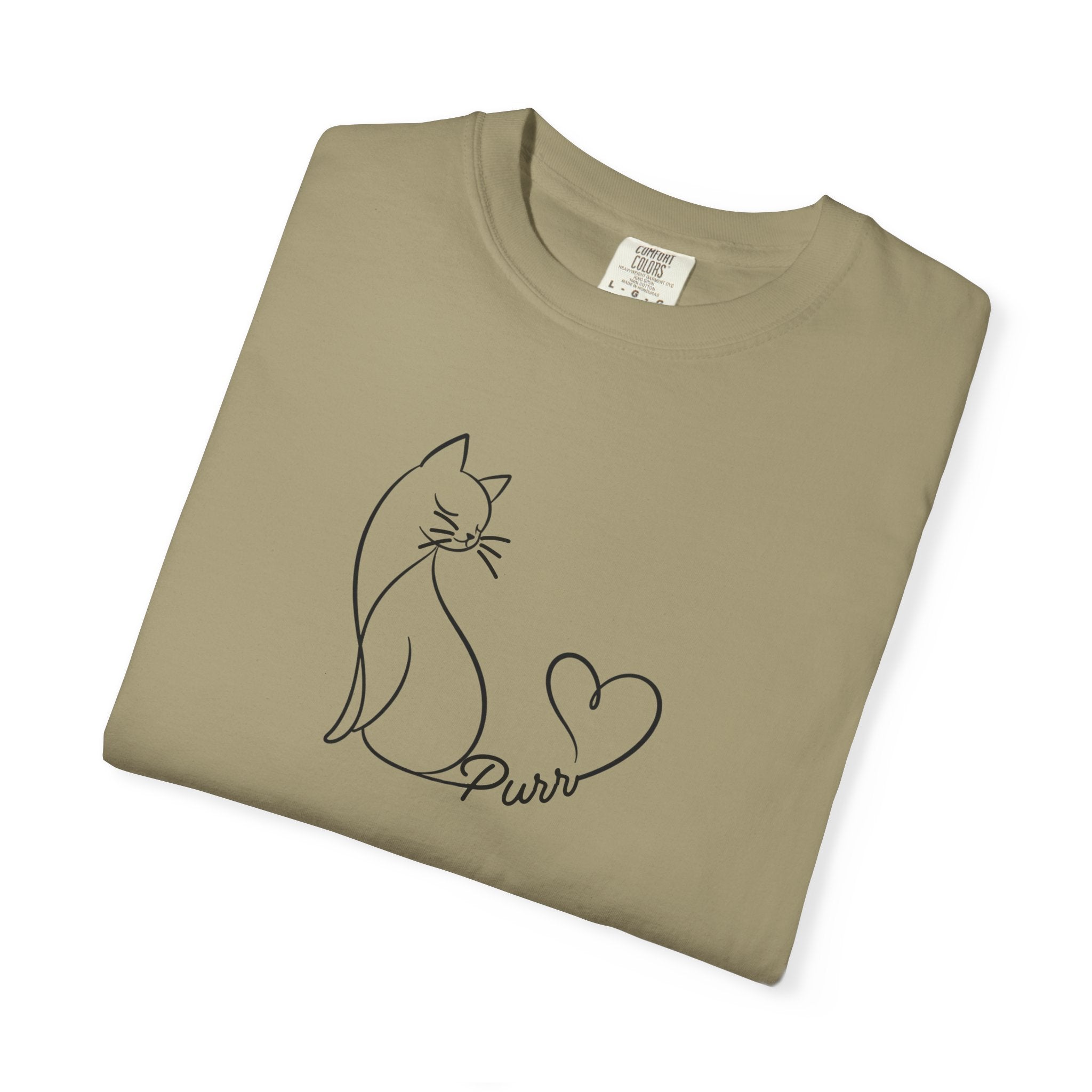Purr Line Art Cat Unisex T-Shirt | Minimal Cat Lover Tee with Heart Tail
