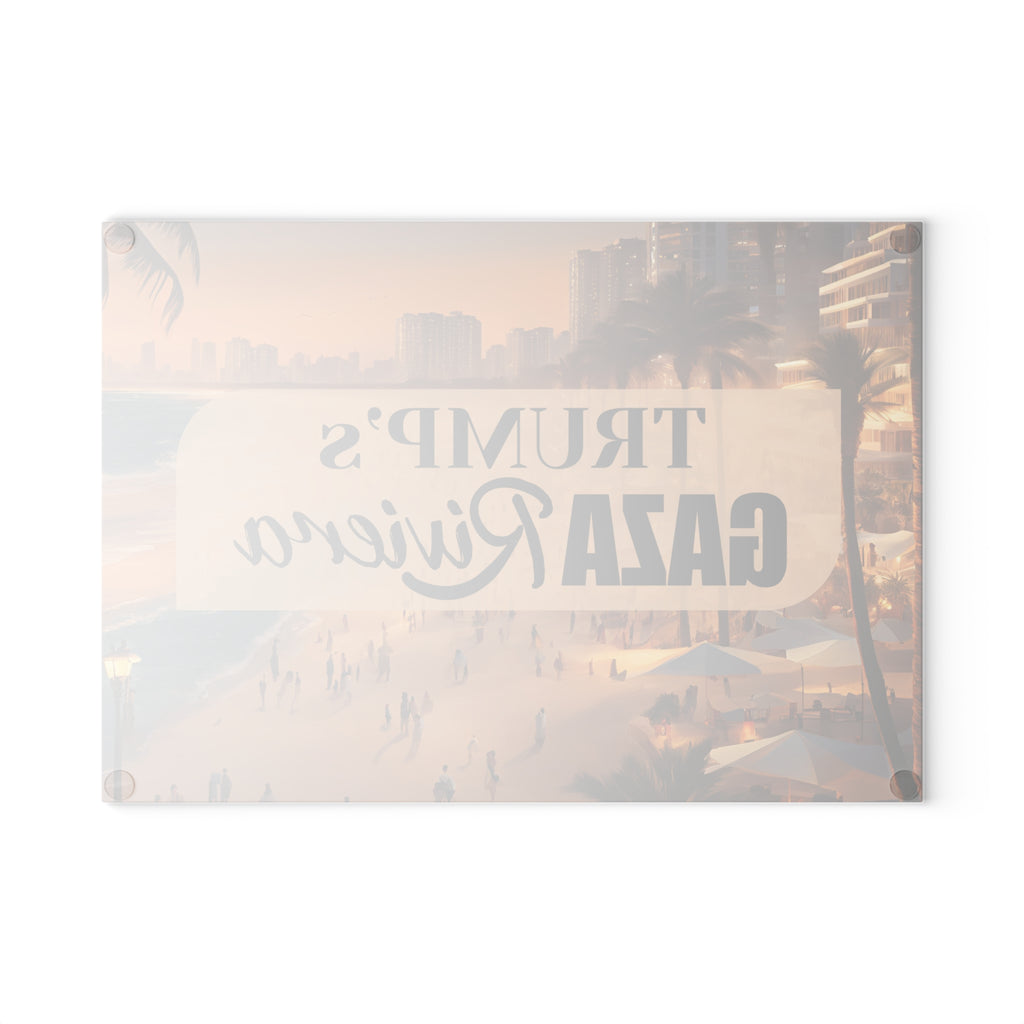 Humorous Glass Cutting Board – Trump’s Gaza Riviera