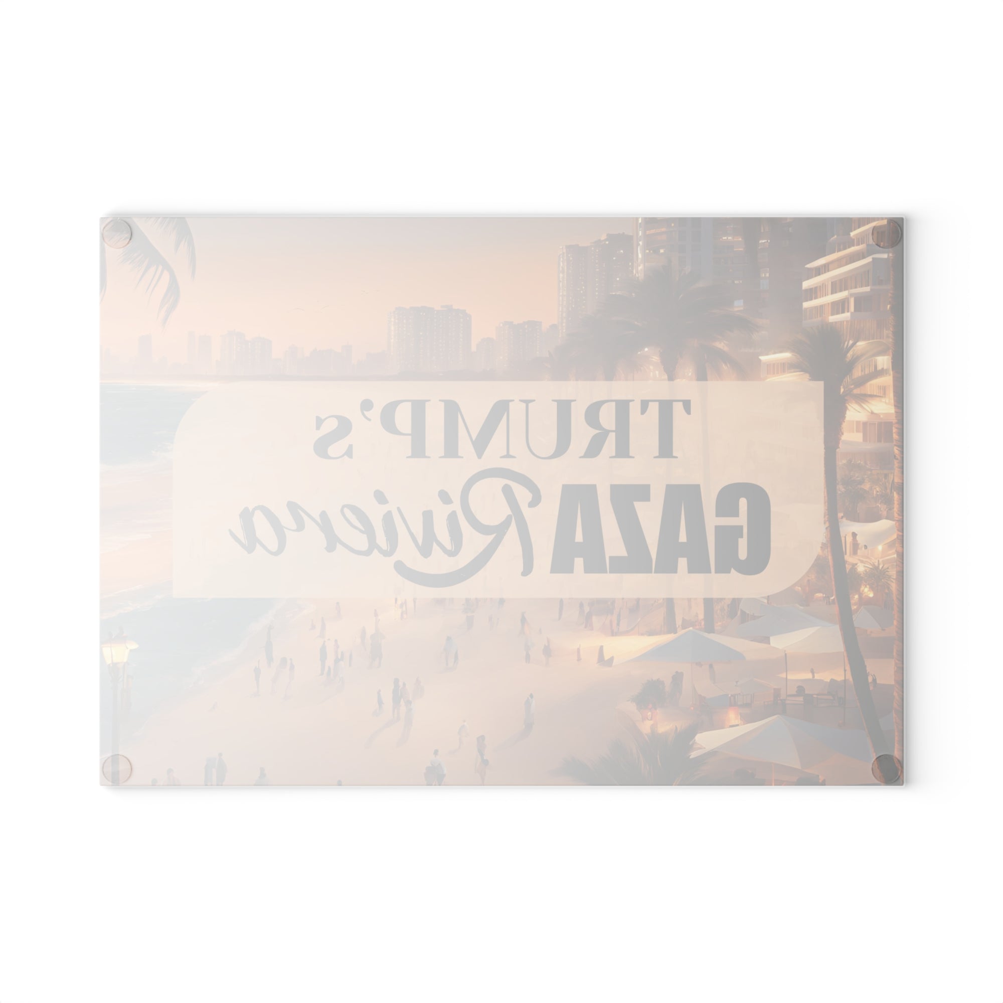 Humorous Glass Cutting Board – Trump’s Gaza Riviera
