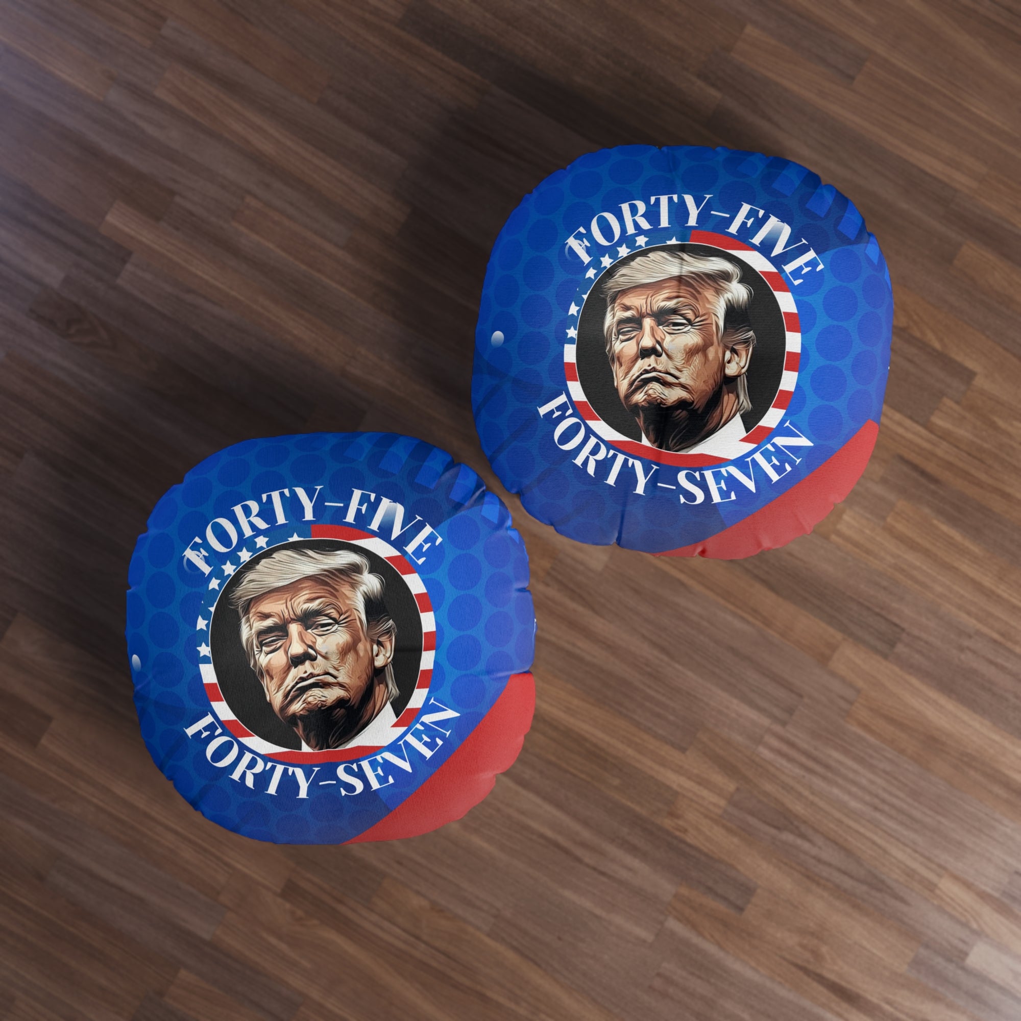 Patriotic 45 47 Trump Round Tufted Pillow