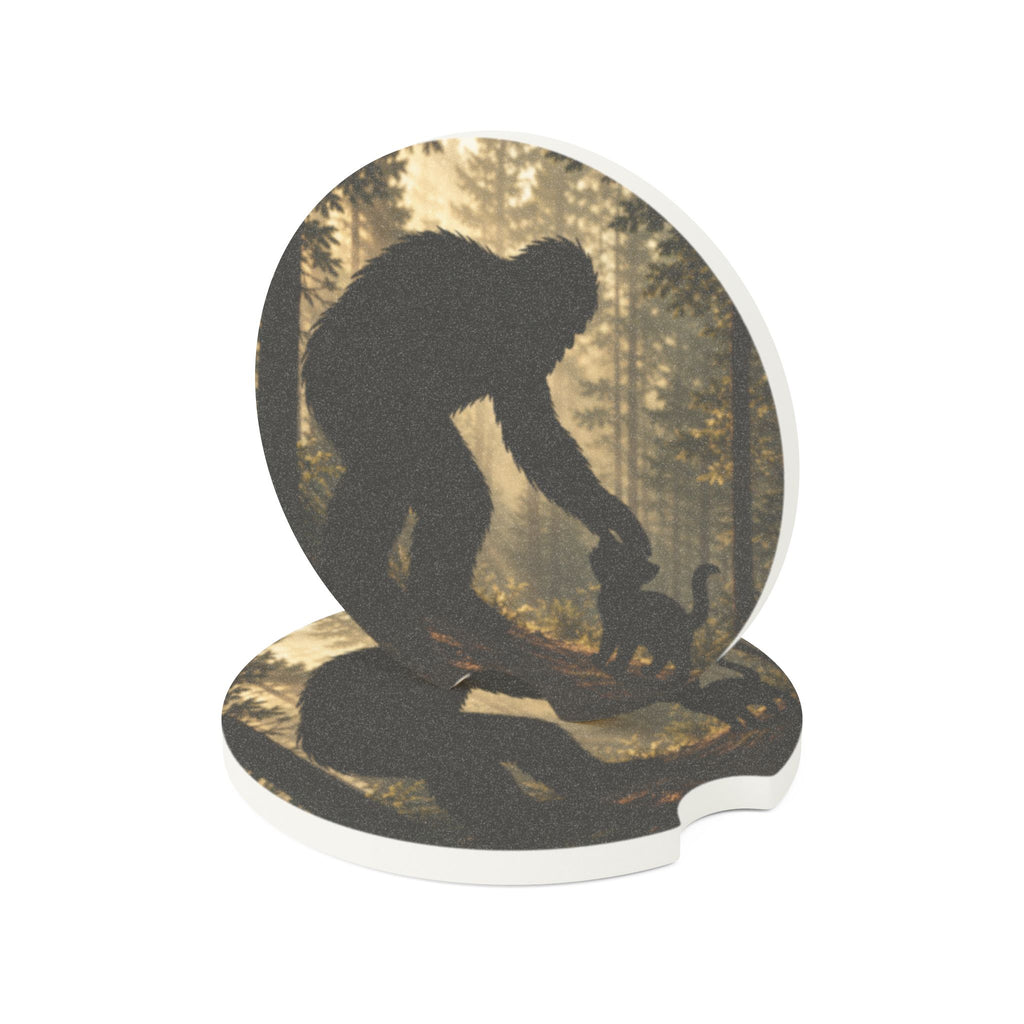 Sasquatch & Cat Soapstone Car Coasters