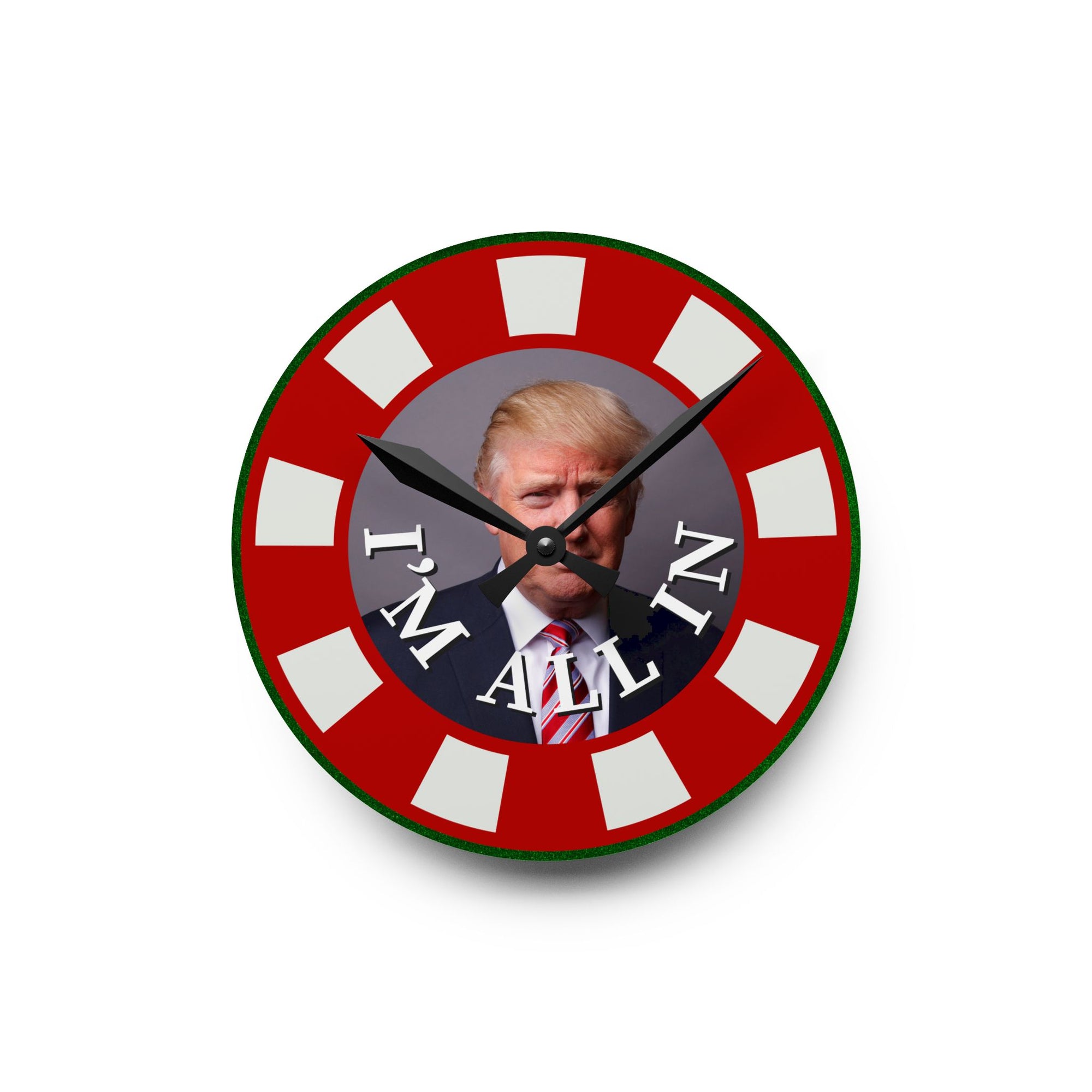 I'm All In with Trump Acrylic Wall Clock – Bold Design for Unique Home Decor