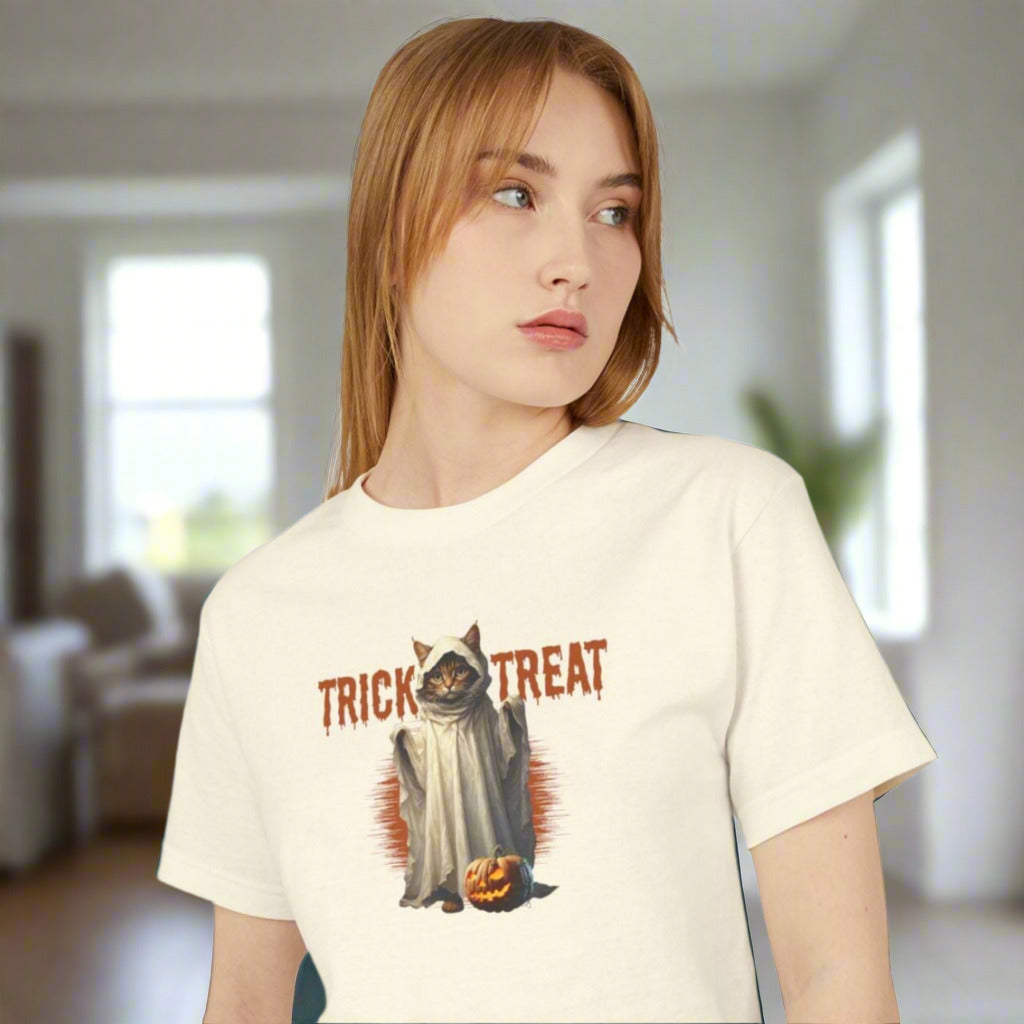 Halloween Trick or Treat Kitty Unisex Tee, Halloween Shirt