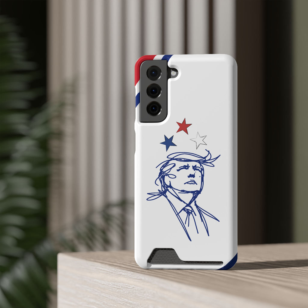 Swoop Guy Samsung Galaxy Case – Minimal Line Portrait Patriotic Design, Slim Protective Case with Card Slot