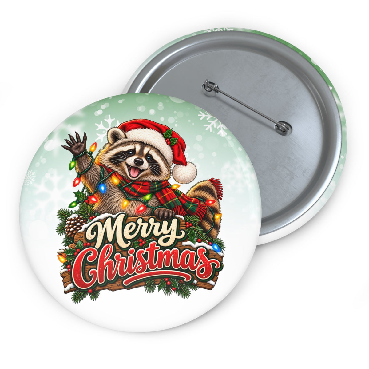 Jimothy the Raccoon Merry Christmas Pin Button | 3-Inch Holiday Badge