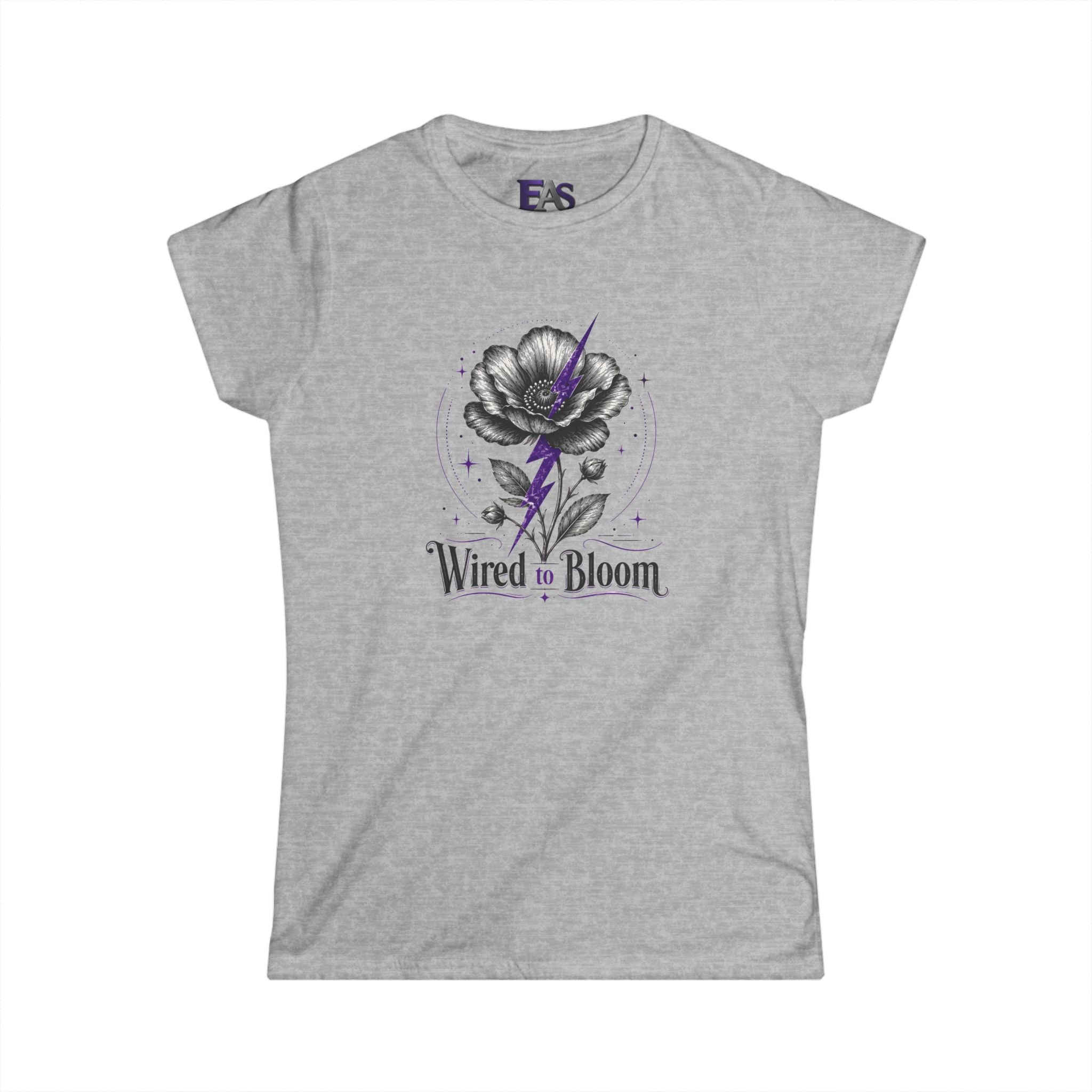Wired to Bloom Epilepsy Awareness T-Shirt | Subtle Purple Lightning Floral Tee