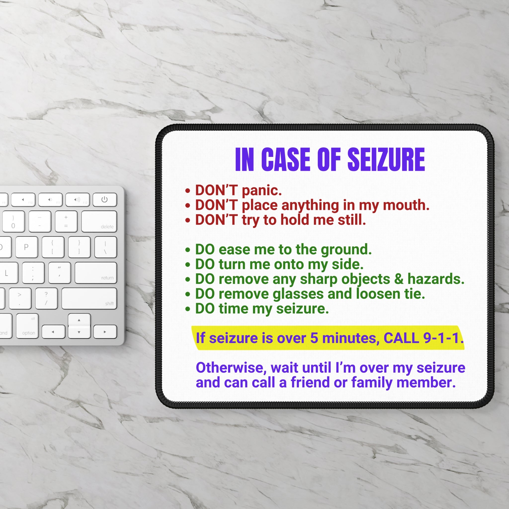 Photo depicting the ​In Case of Seizure Gaming Mouse Pad from EpiAl's Shop.
