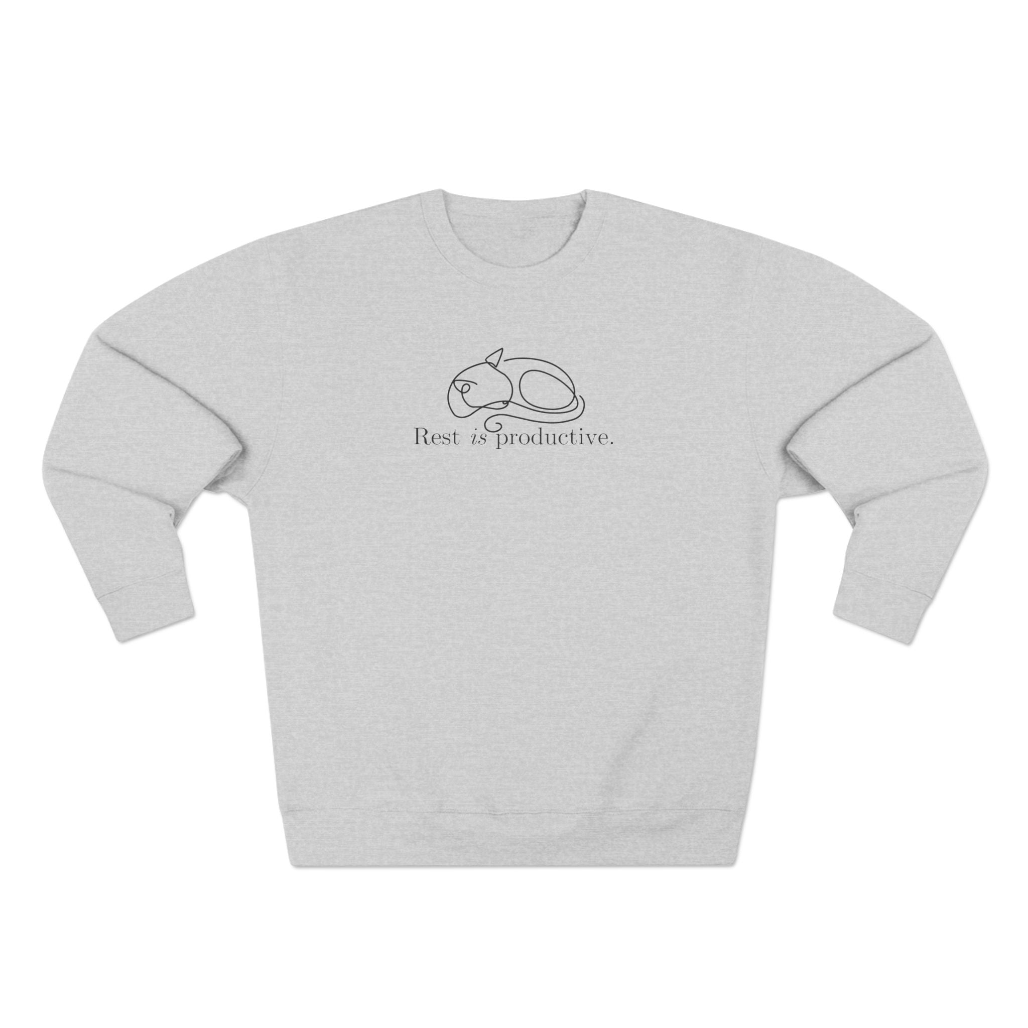 “Rest Is Productive” Minimalist Cat Sweatshirt – Comfort Fleece Pullover