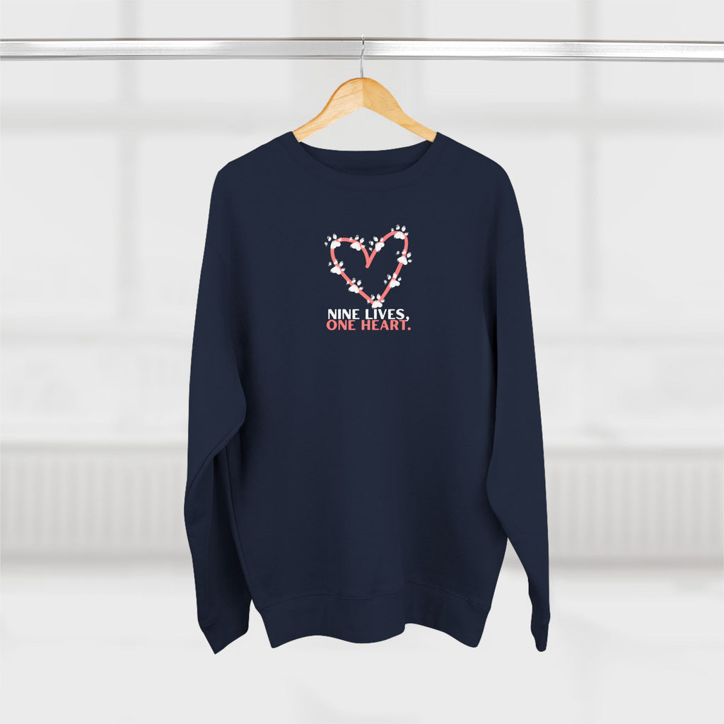Nine Lives, One Heart – Cat Lover Sweatshirt