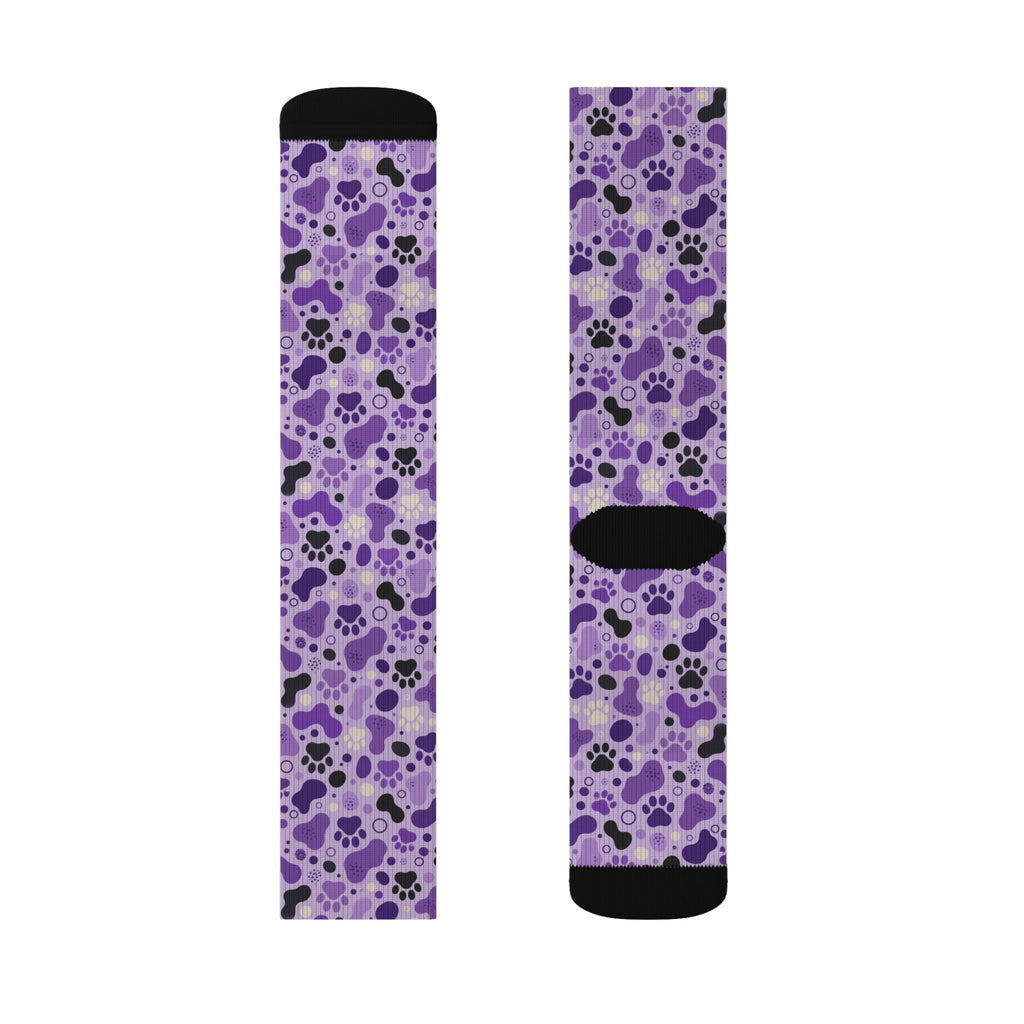 Purple Paws Cat Lover Crew Socks for Cat Ladies