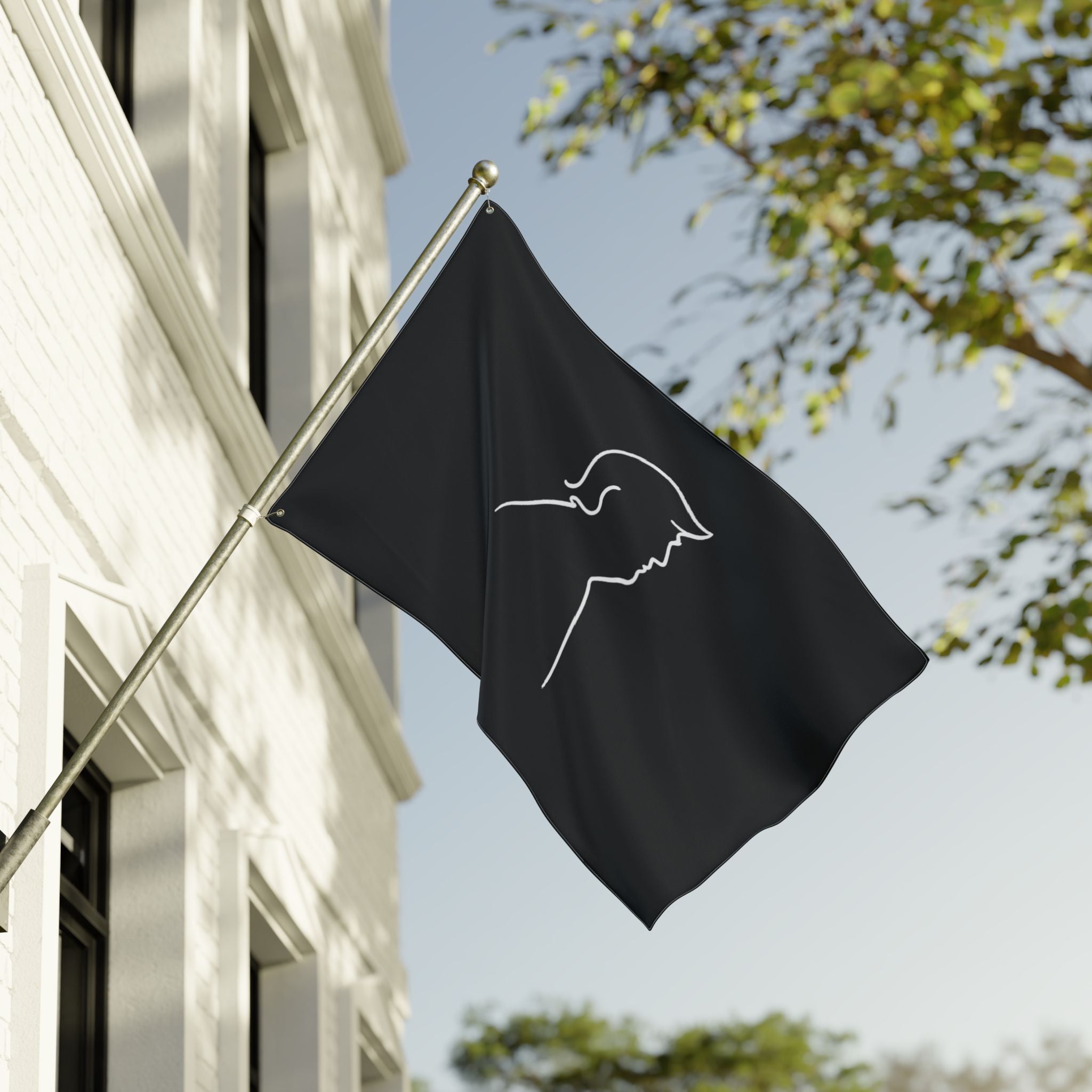 Minimalist Line Portrait Flag – Modern Political Parody Design