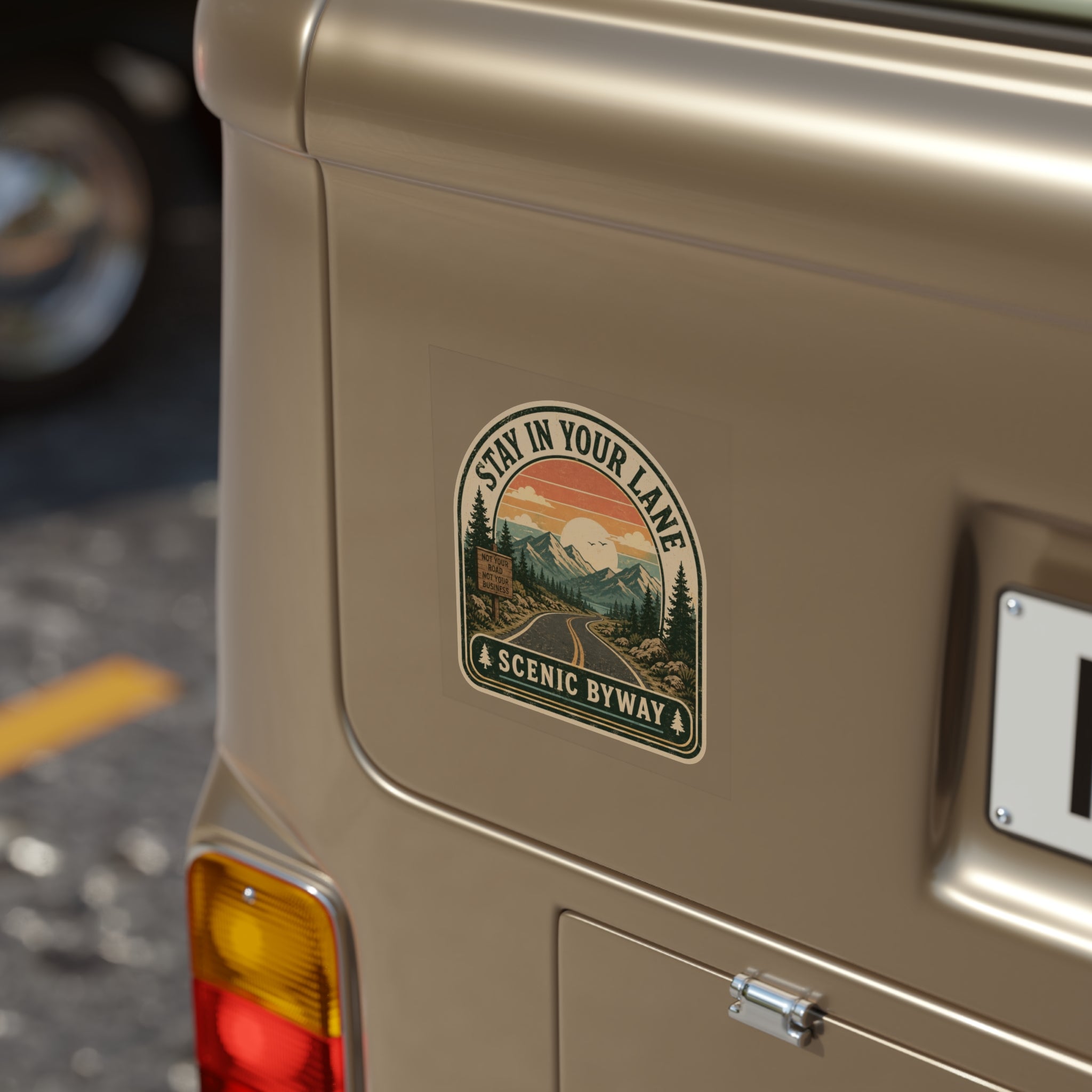 Stay in Your Lane Scenic Byway Outdoor Sticker | Transparent Weatherproof Vinyl Decal