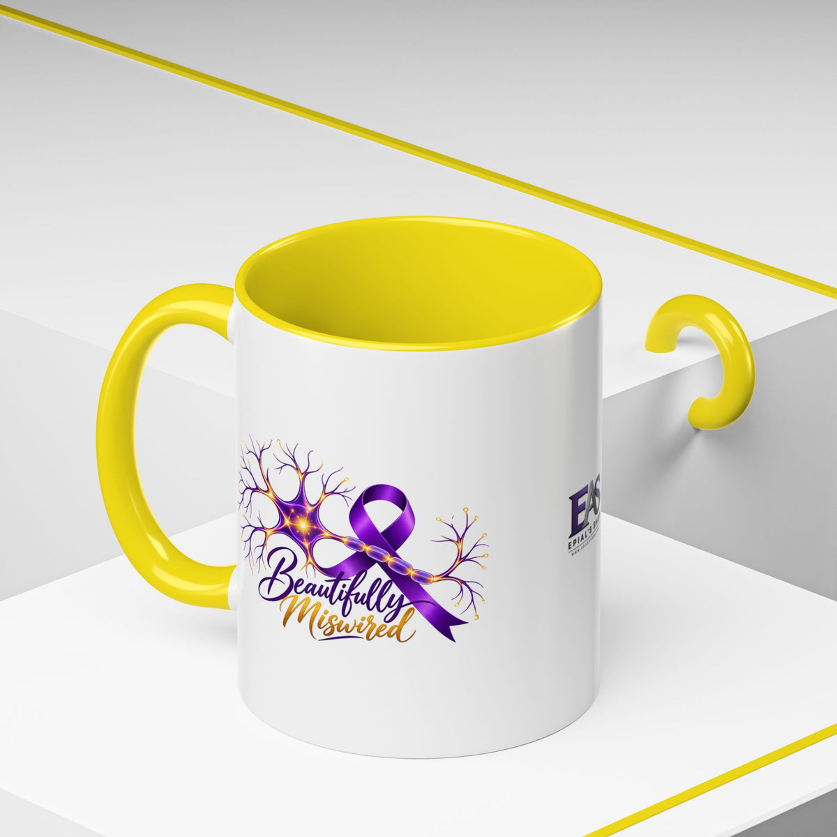 Beautifully Miswired Epilepsy Awareness Ceramic Mug | Purple Ribbon & Neuron Design (11/15oz)