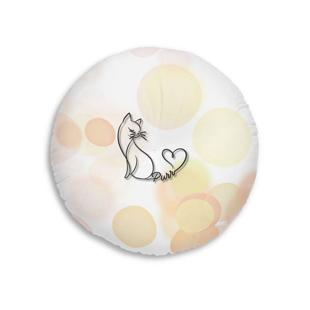 Purr Cat Floor Pillow – Minimalist Cat Lover Round Cushion