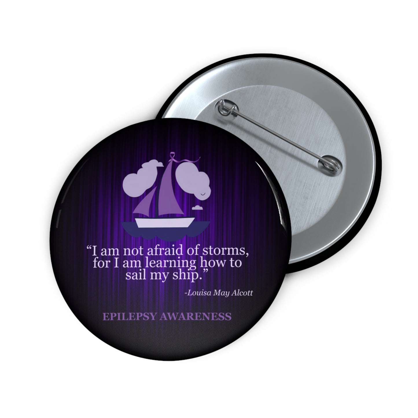 Inspirational Epilepsy Awareness Pin Button - Sail Ship Design