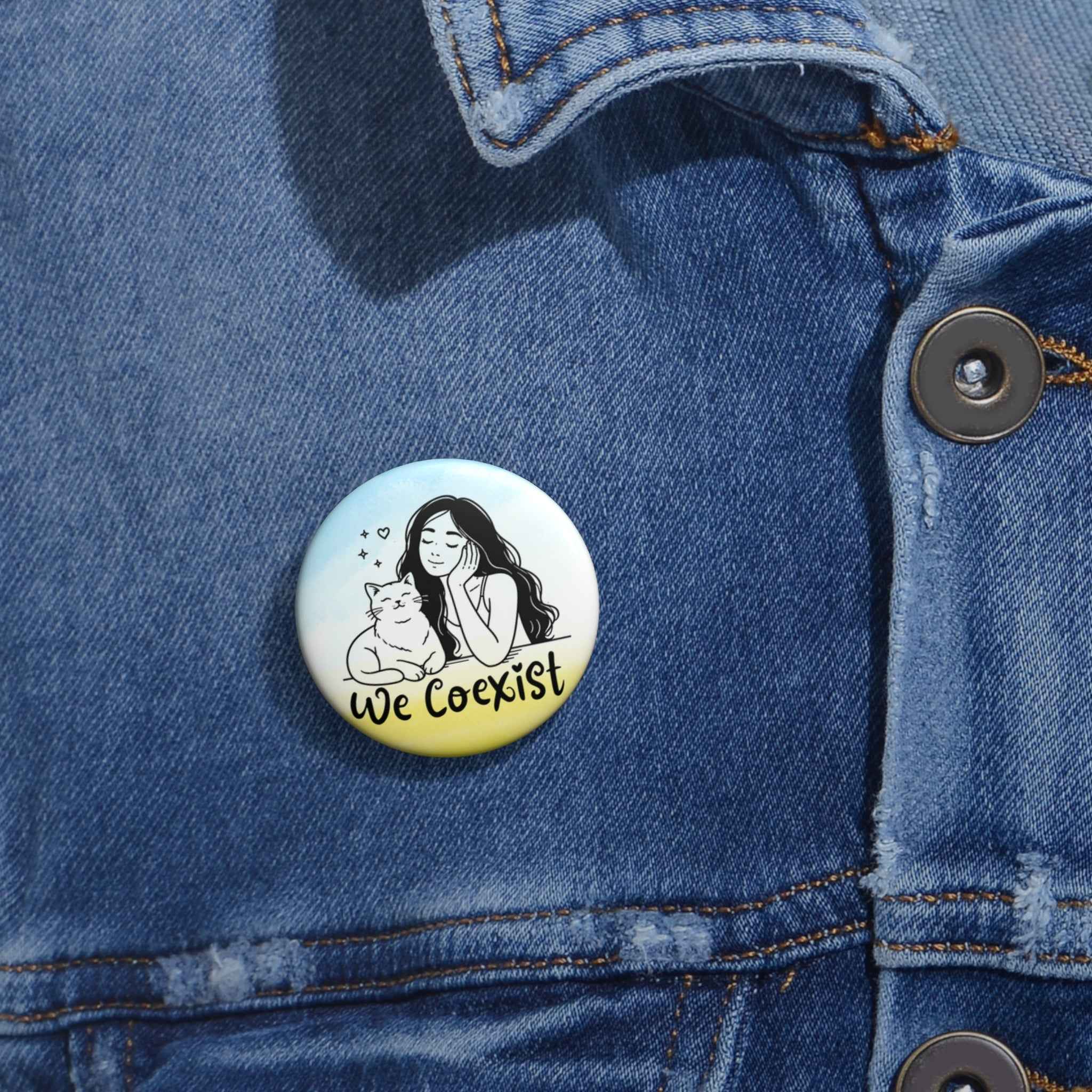 We Coexist Pinback Button – Cat Lover Mini Statement