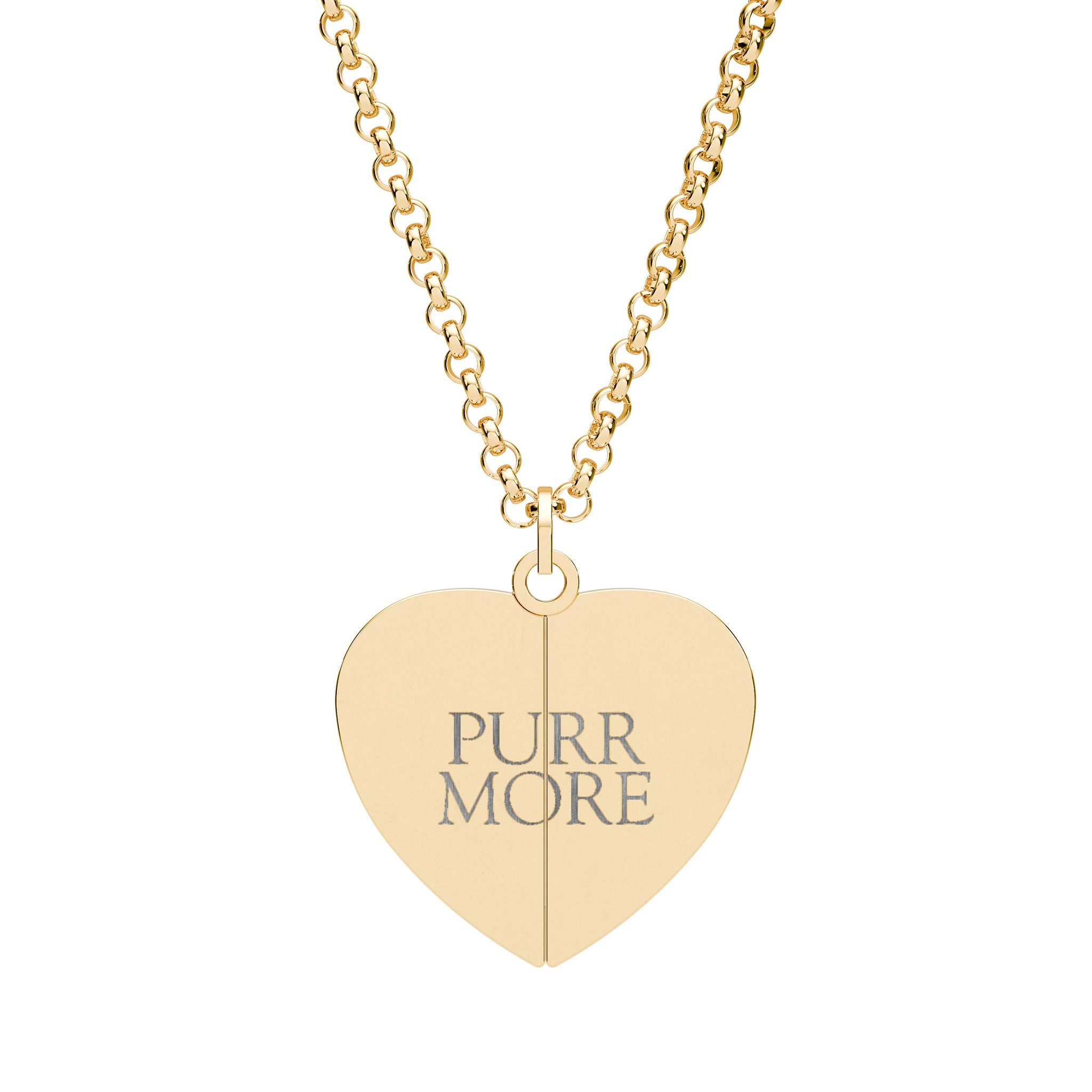 Purr More, Worry Less Hidden Message Heart Necklace
