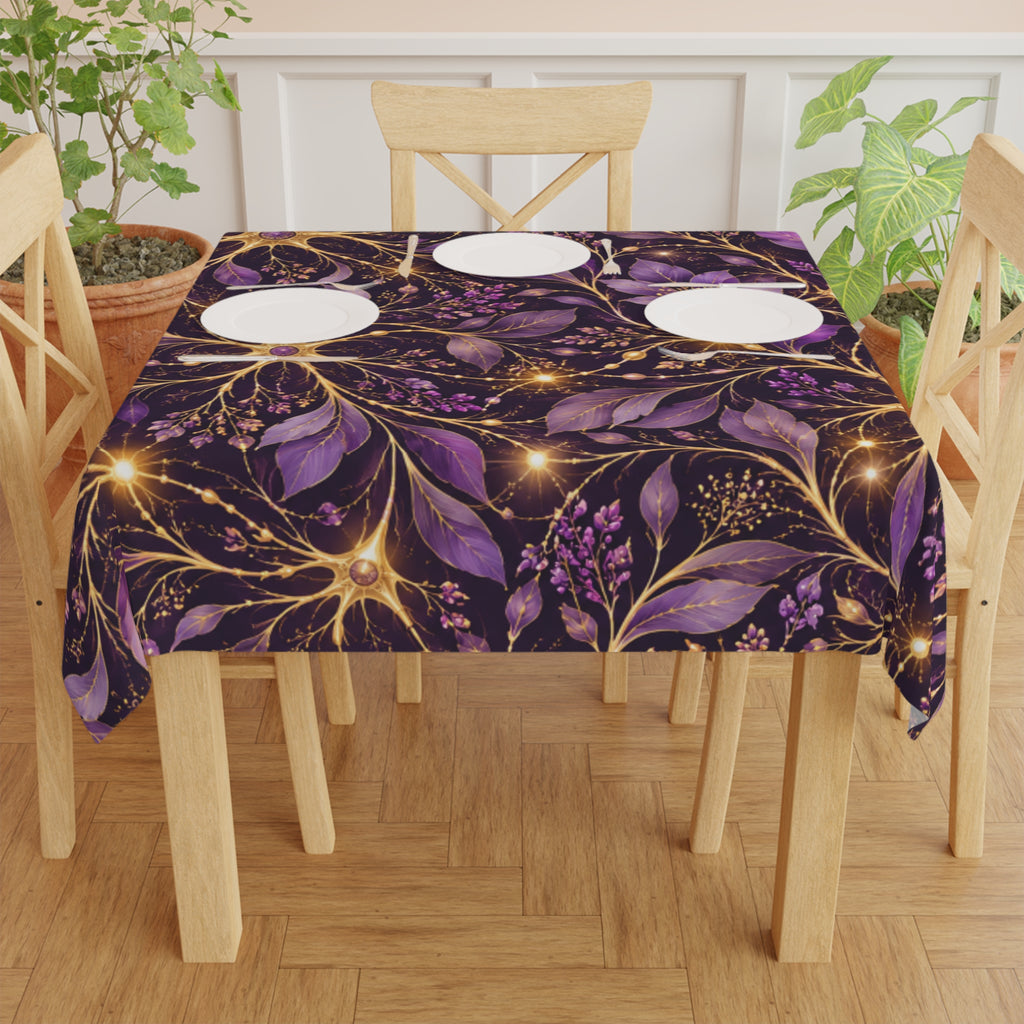 Beautifully Miswired | Purple & Gold Epilepsy Awareness Neuron Tablecloth