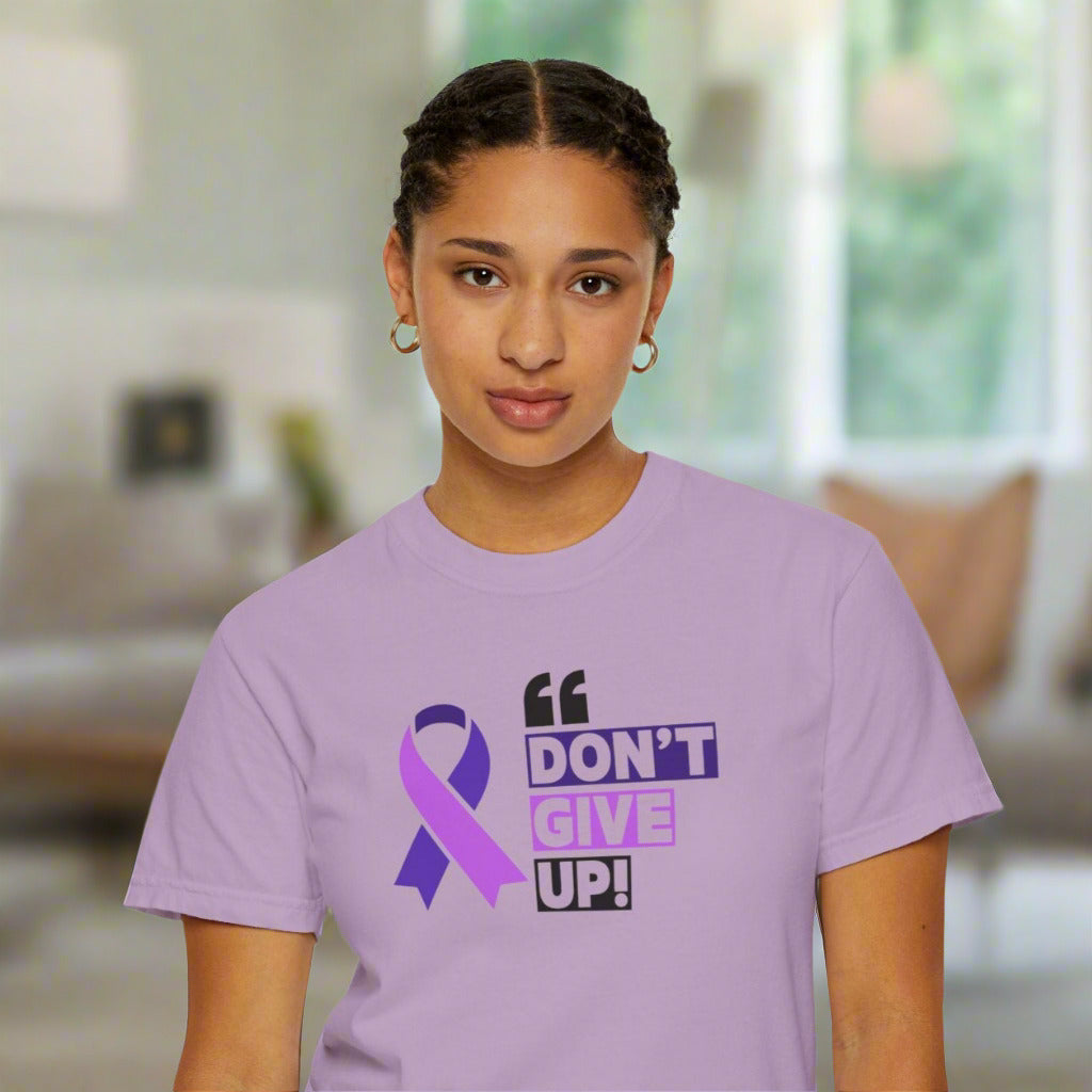Don't Give Up Unisex Garment-Dyed T-Shirt for Epilepsy Awareness Tee