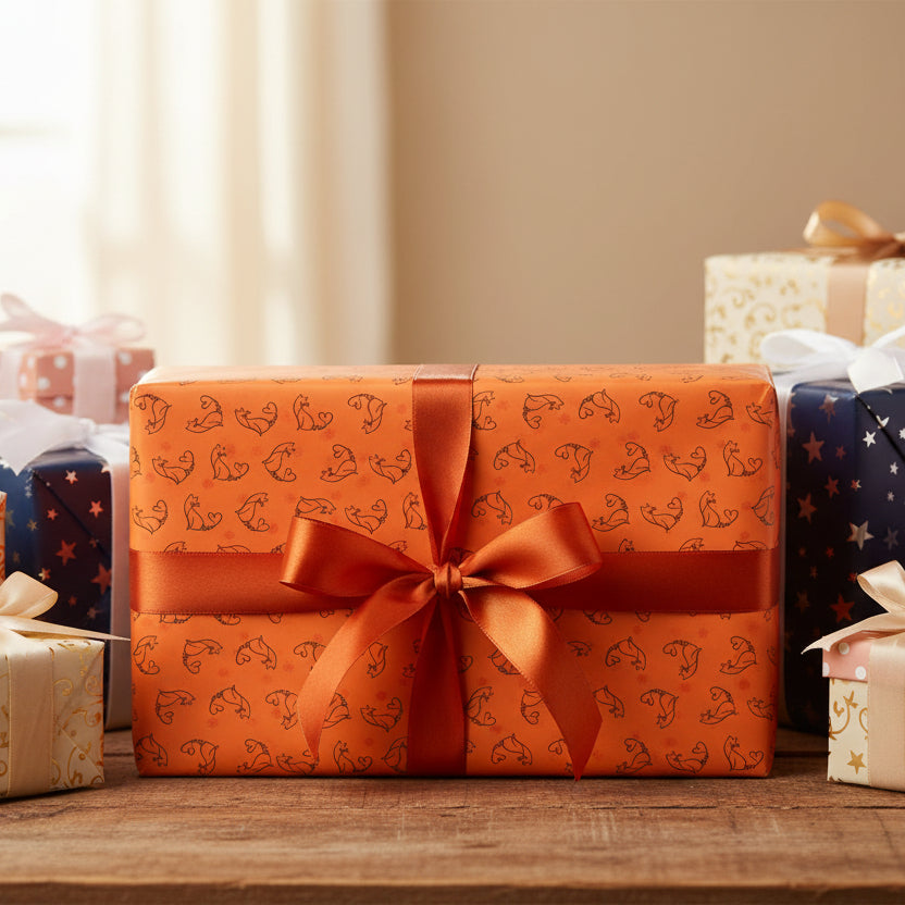 Purr Pattern All-Occasion Gift Wrap – Cat Line Art Wrapping Paper