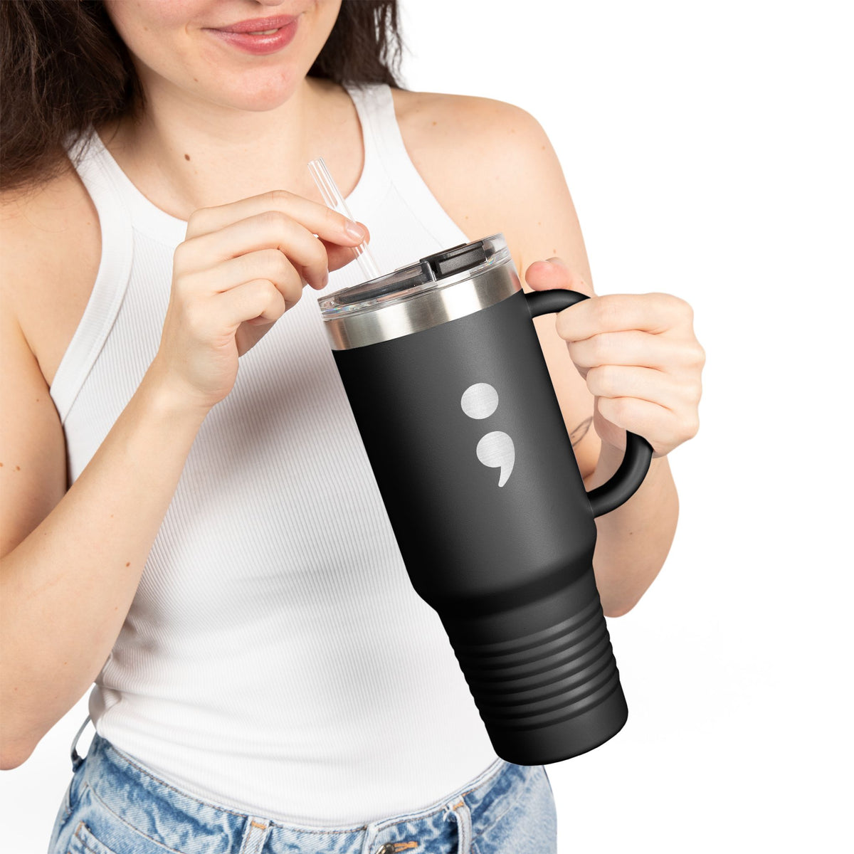 Semicolon Suicide Awareness 40 oz Insulated Travel Mug