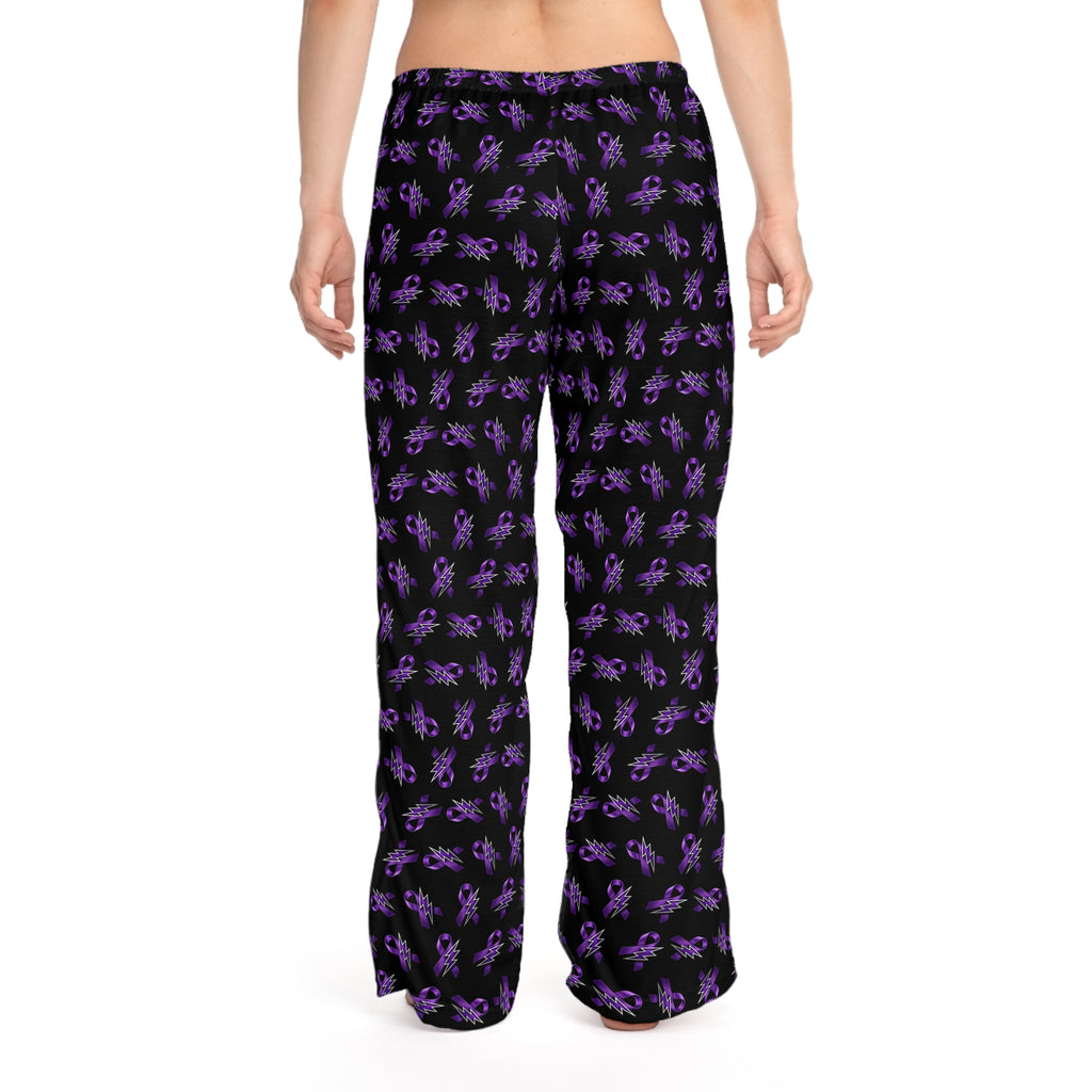 Purple Ribbon and Lightning Epilepsy Awareness Pajama Pants