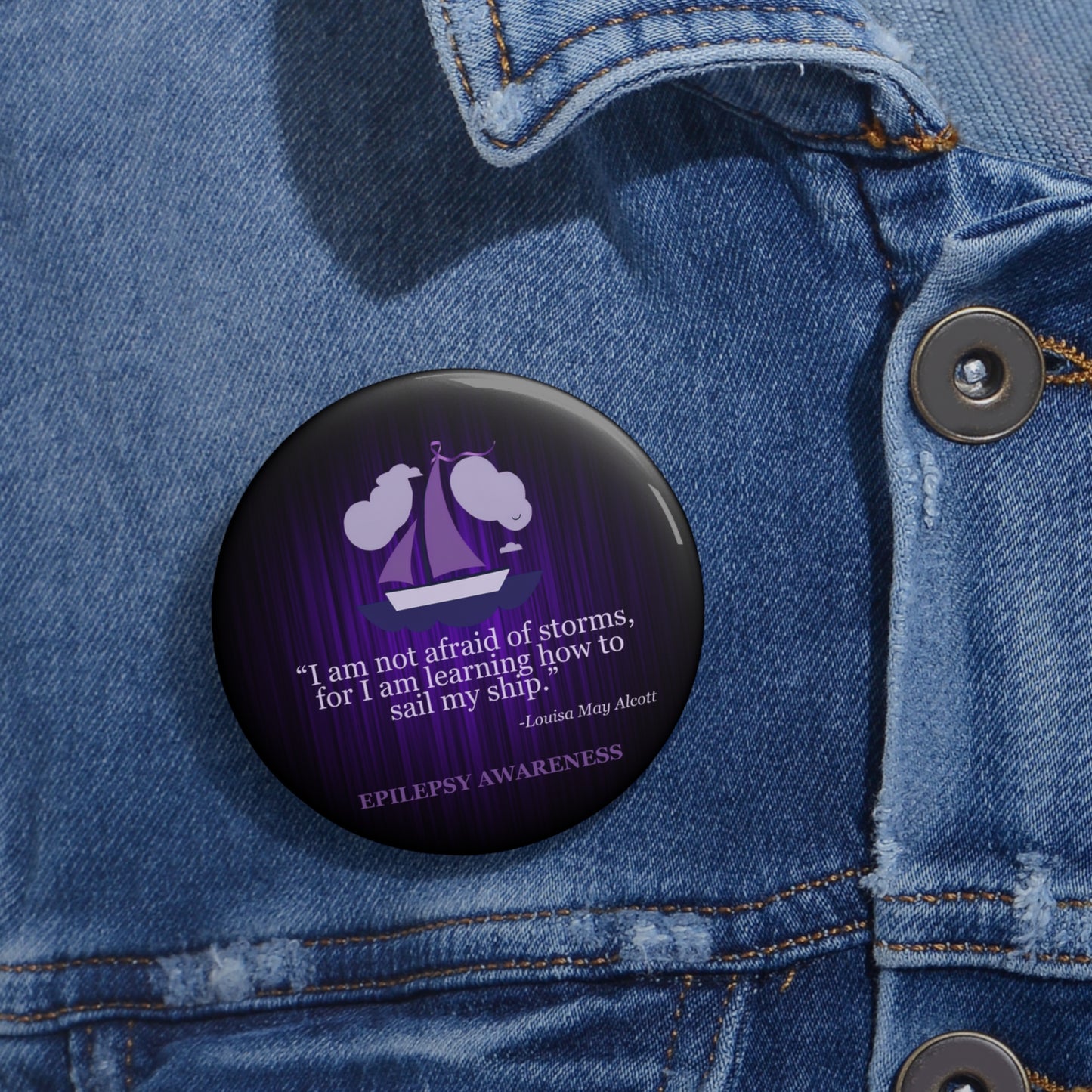 Inspirational Epilepsy Awareness Pin Button - Sail Ship Design