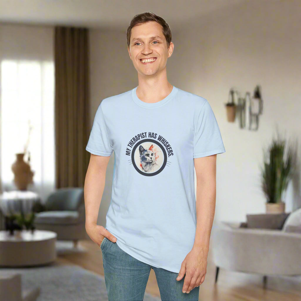 Whimsical Cat Therapy T-Shirt | Cute Pet Lover Tee