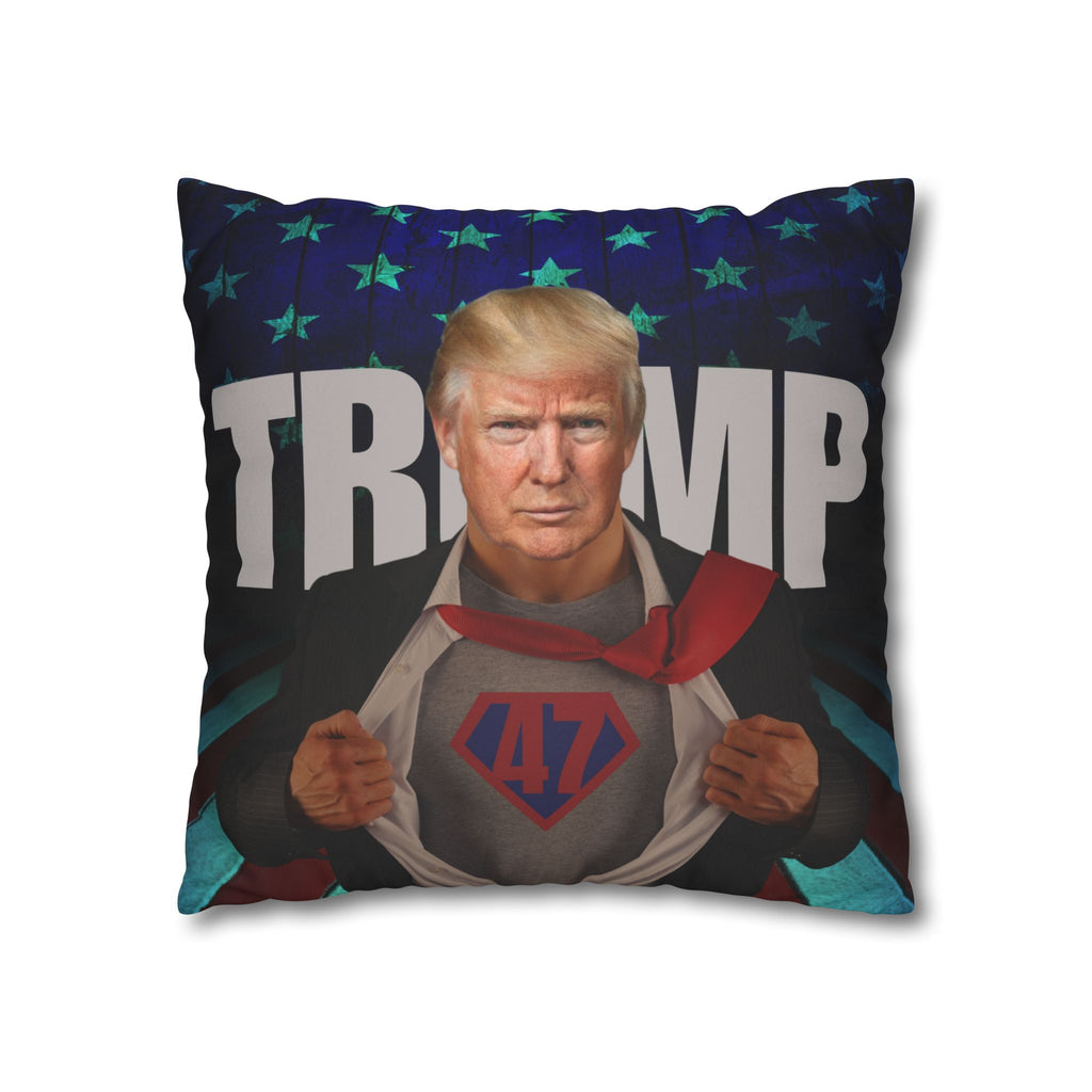 Trump Superhero Faux Suede Pillowcase - Patriotic Home Decor