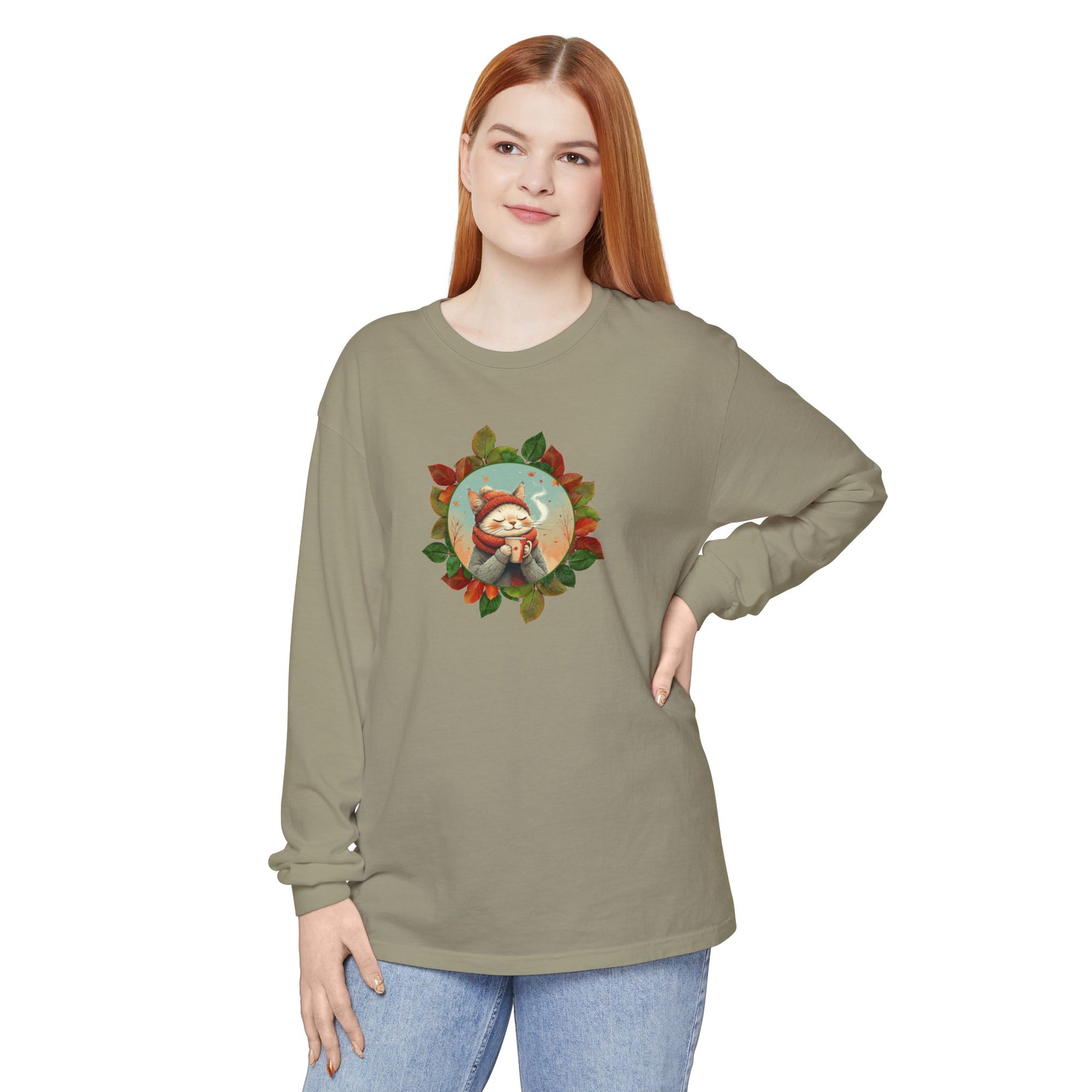 Country Autumn Kitty Long Sleeve T-Shirt | Fall Fashion