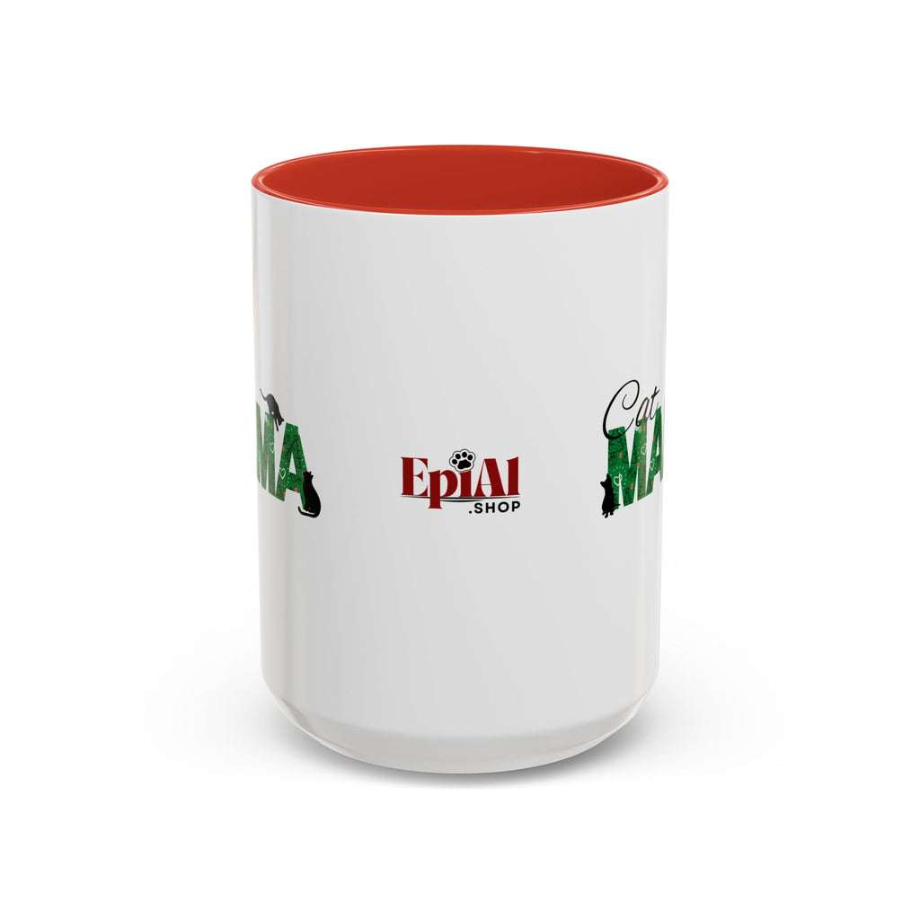 Christmas Cat Mama Accent Coffee Mug (11, 15oz)