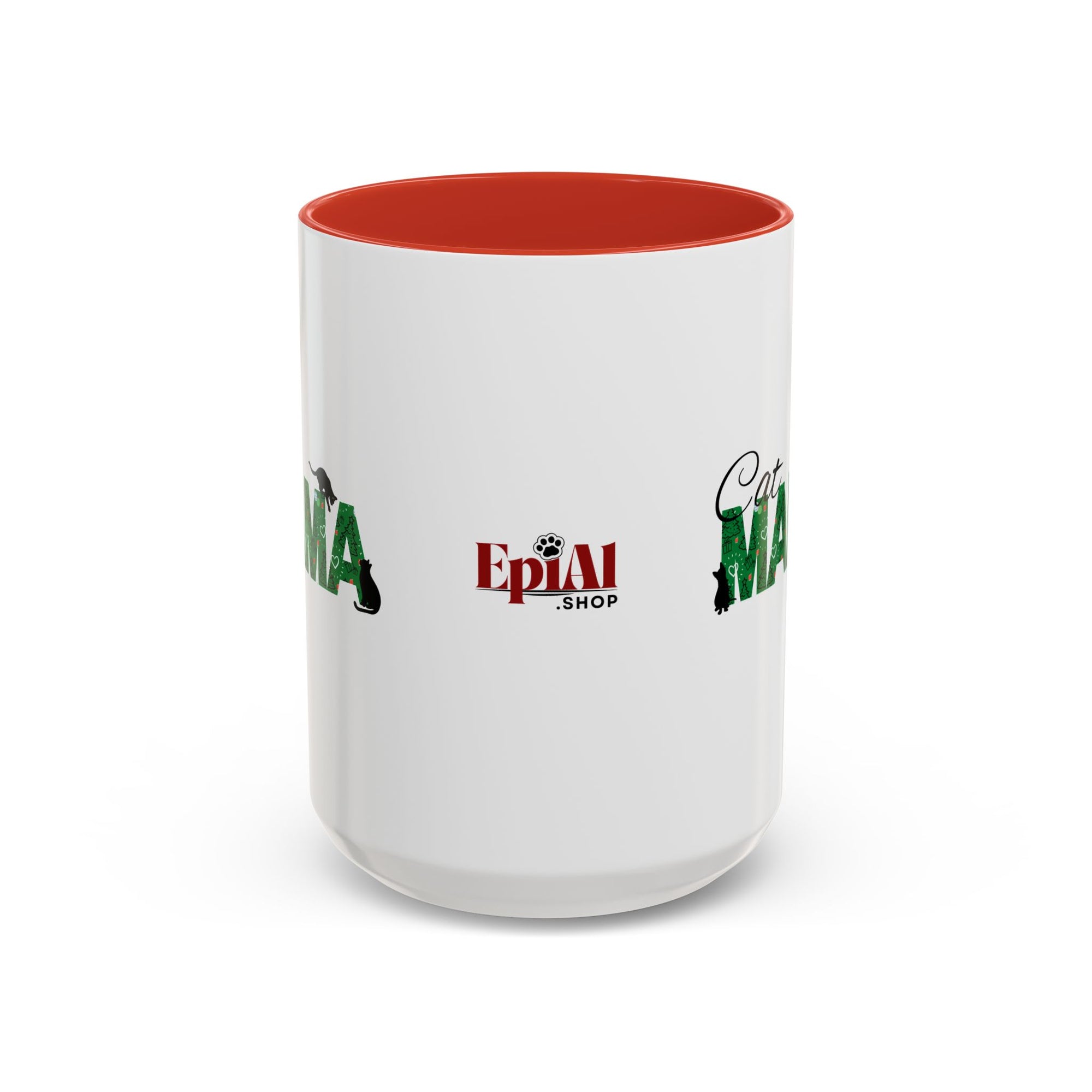 Christmas Cat Mama Accent Coffee Mug (11, 15oz)