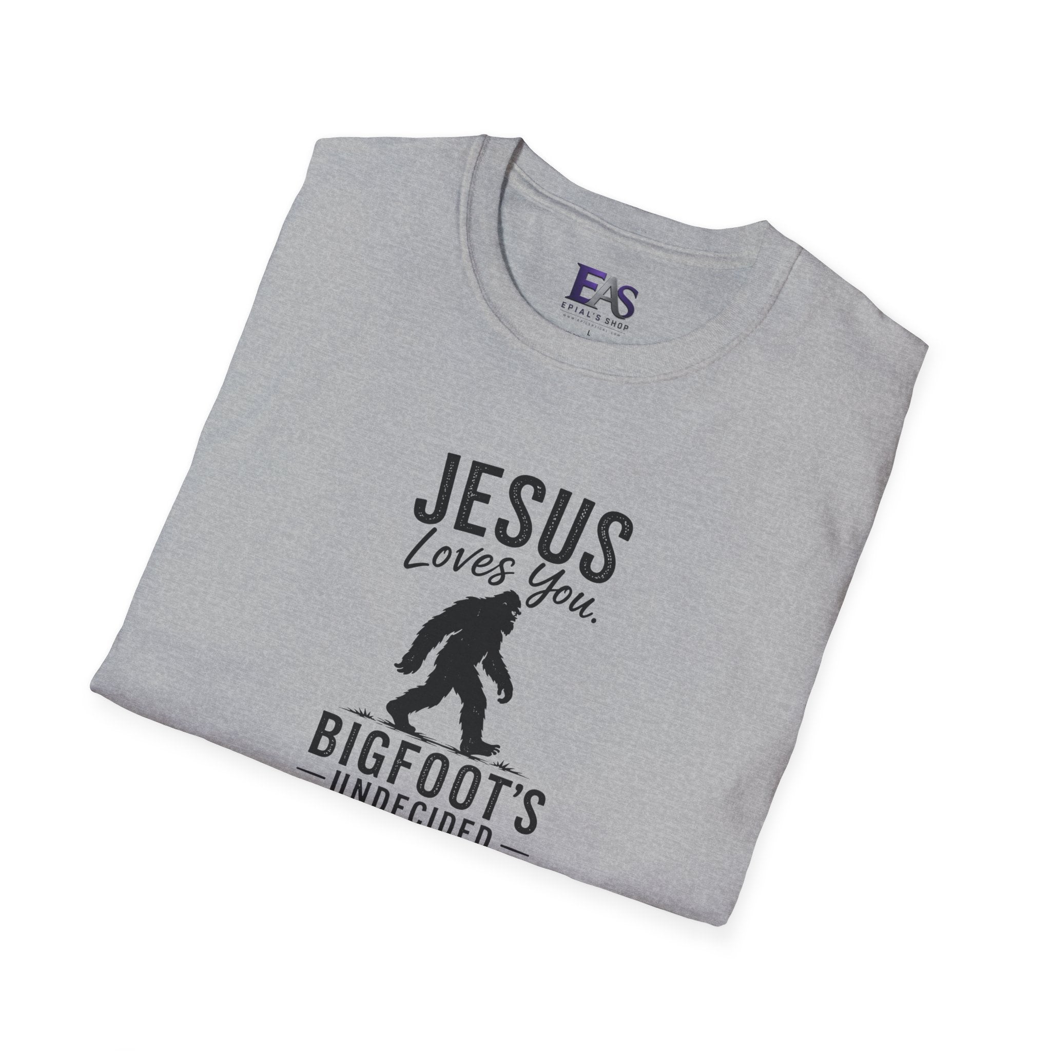 Jesus Loves You, Bigfoot’s Undecided T-Shirt | Funny Christian Sasquatch Tee