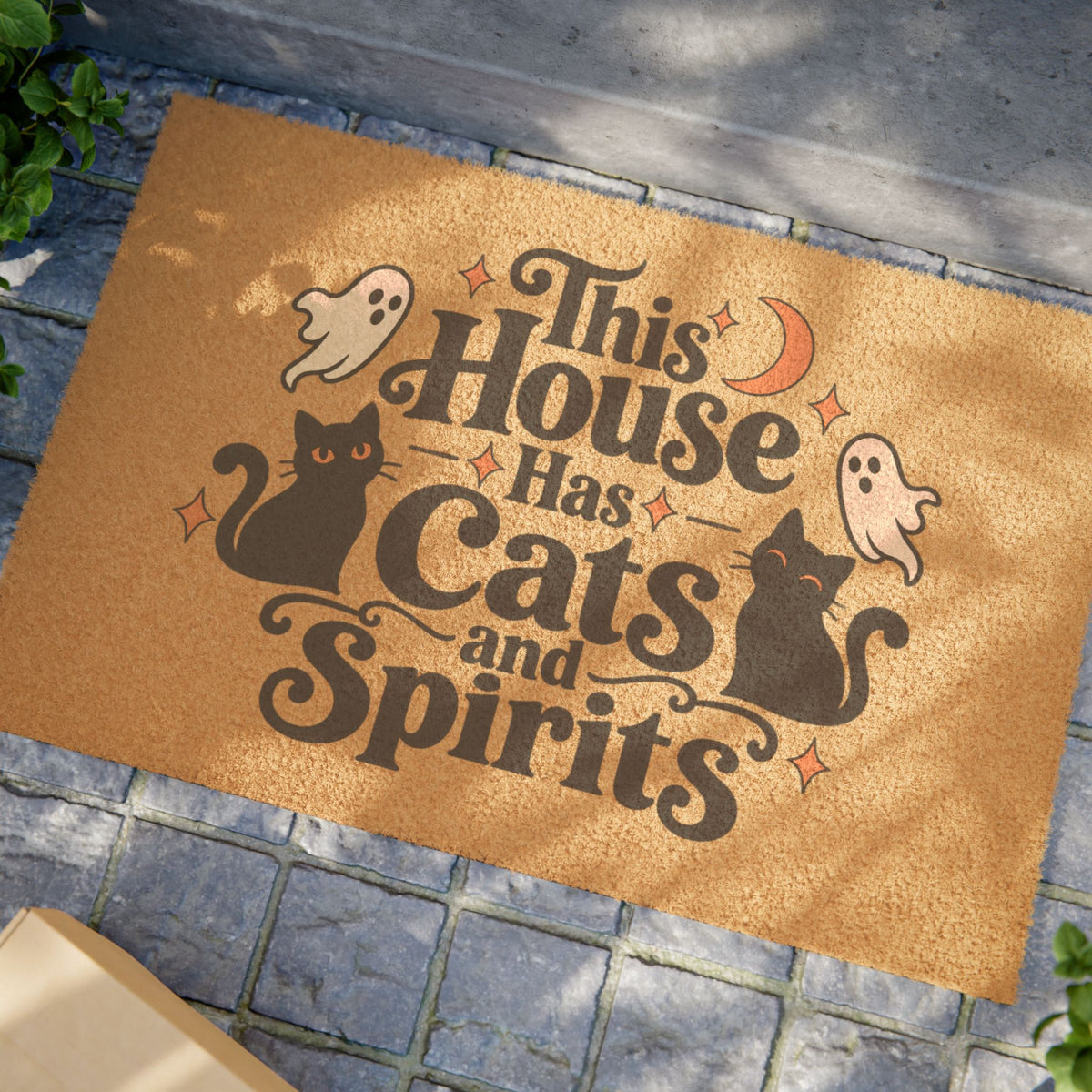 This House Has Cats and Spirits Halloween Coir Doormat