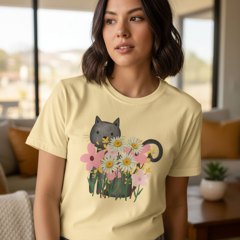 Women’s Floral Cat T-Shirt