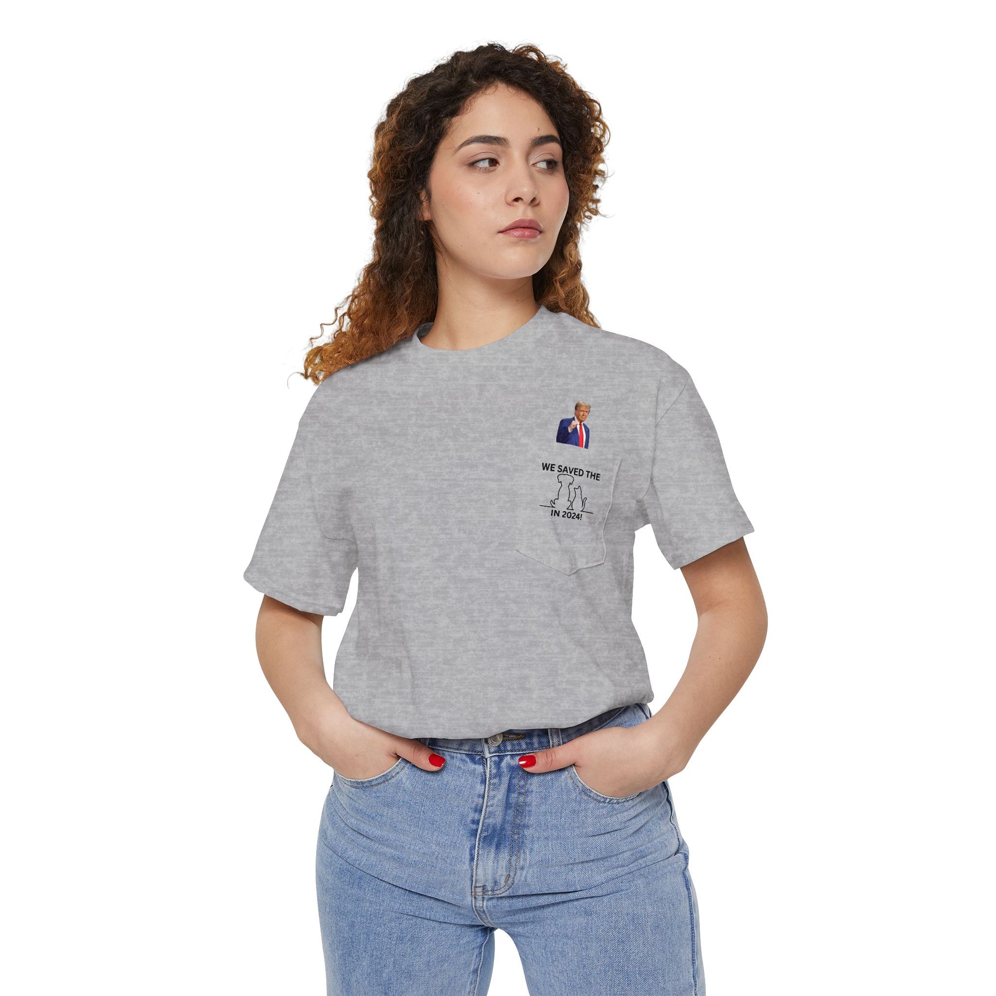 Trump - Saved the Cats & Dogs Unisex Heavy Cotton Pocket Tee