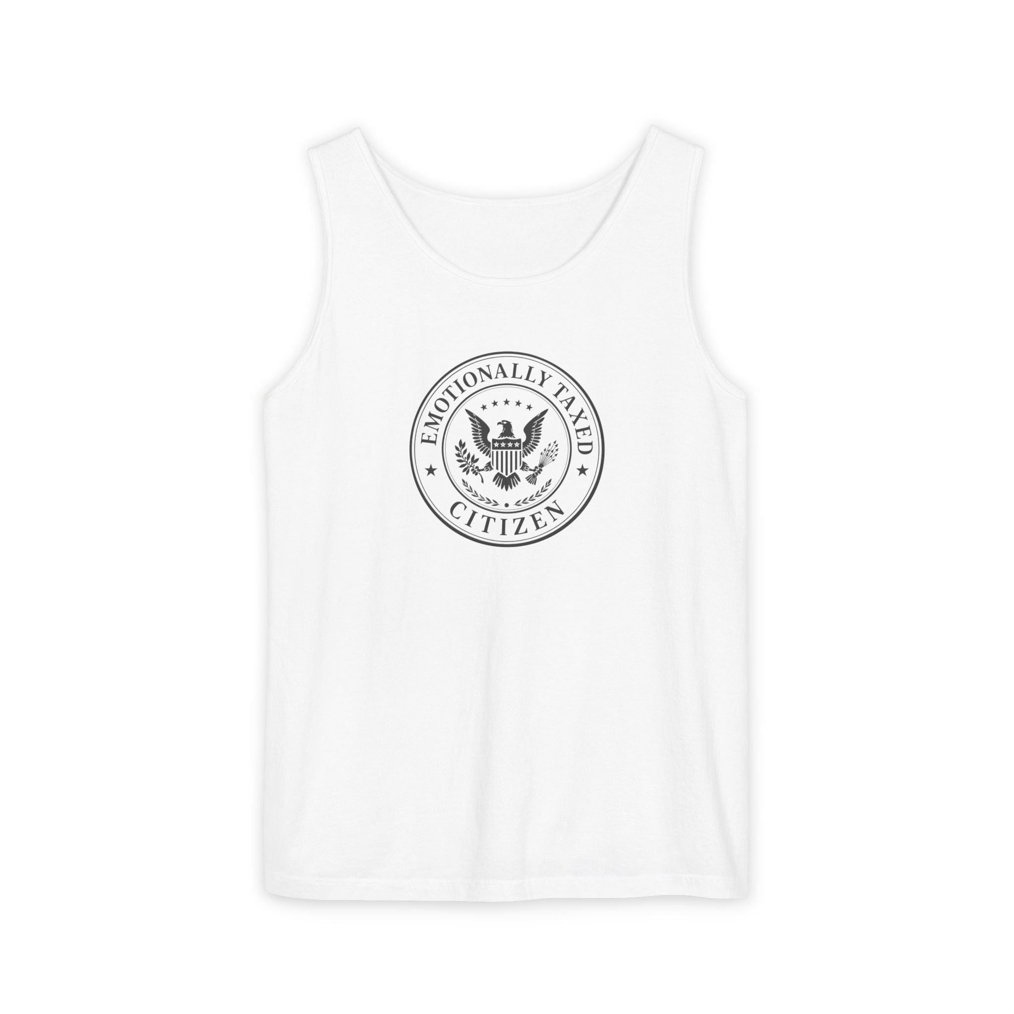Emotionally Taxed Citizen Garment-Dyed Tank Top | Vintage Parody Cotton Tank