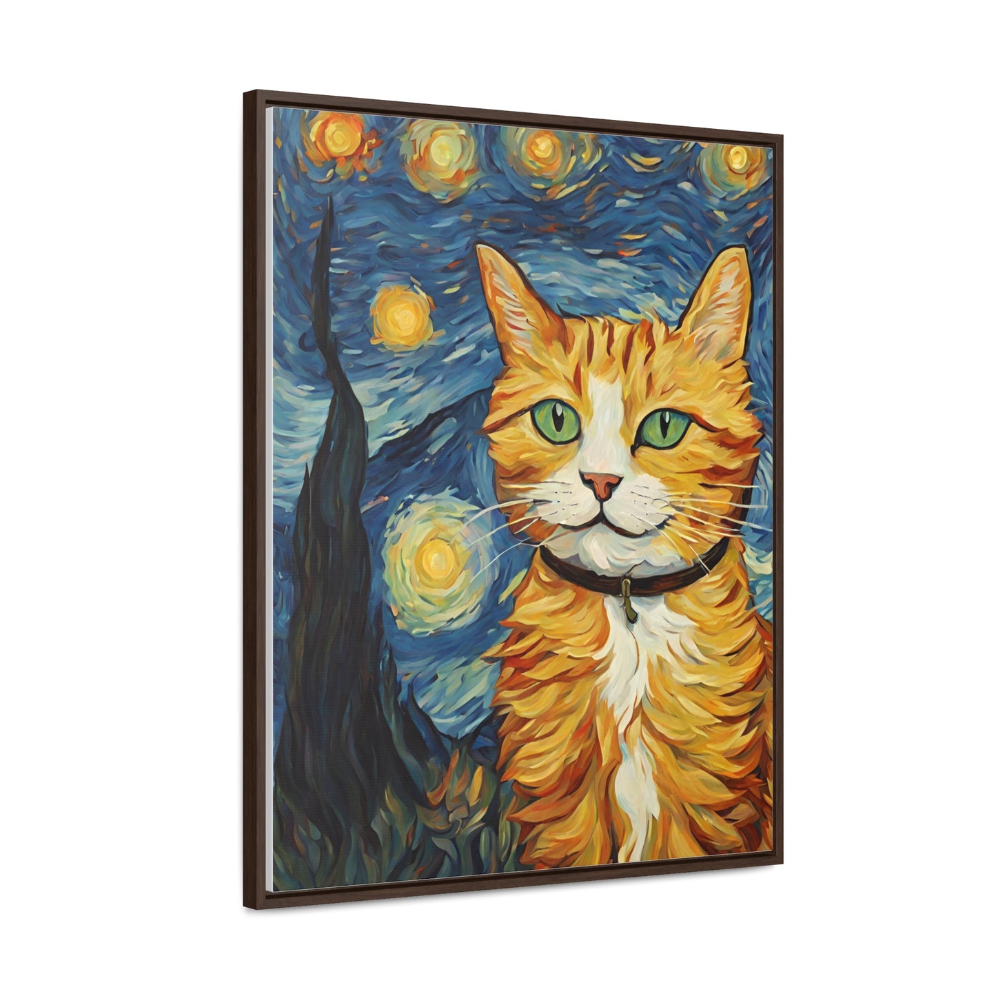Van Gogh Style Cat Gallery Canvas Wraps, Vertical Frame