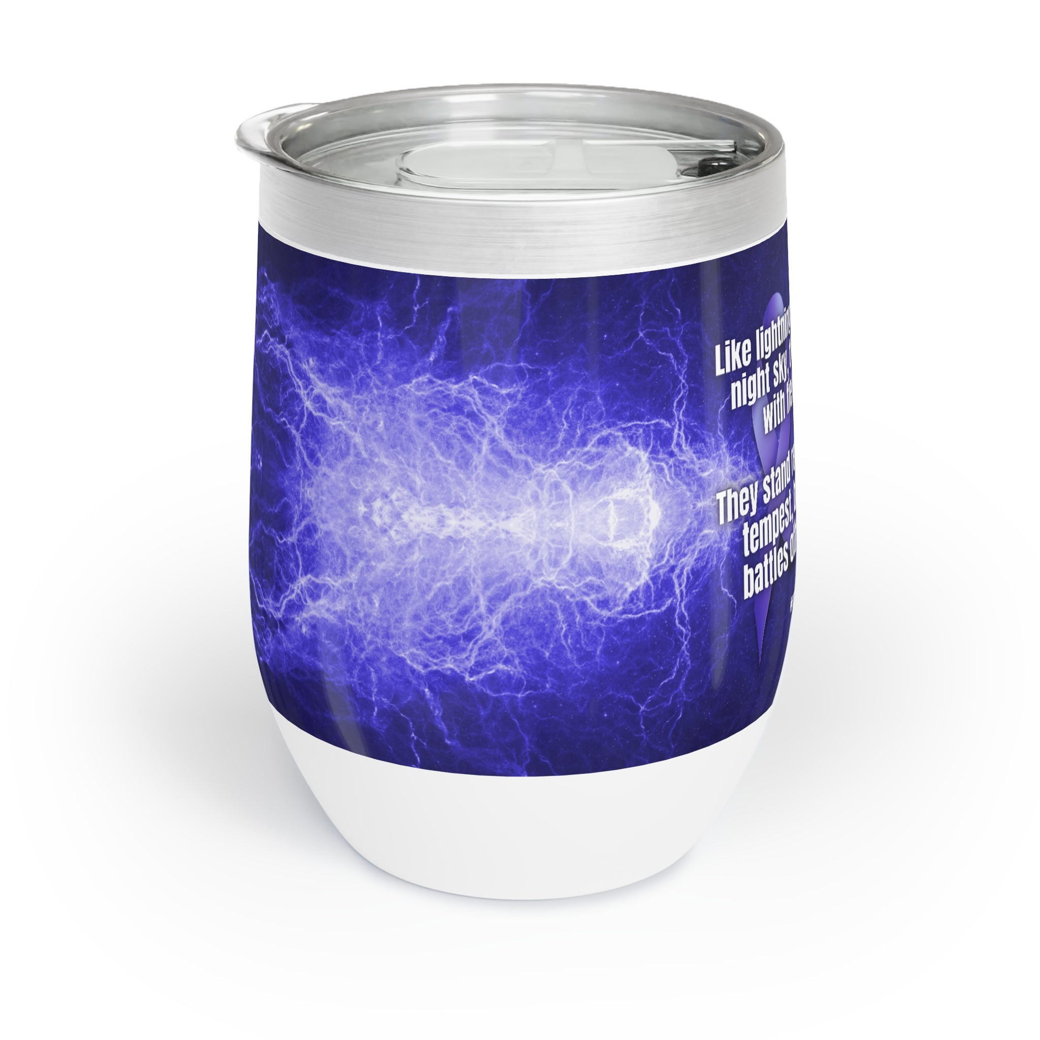 Photo depicting the ​Resilient Against the Tempest Chill Wine Tumbler from EpiAl's Shop.