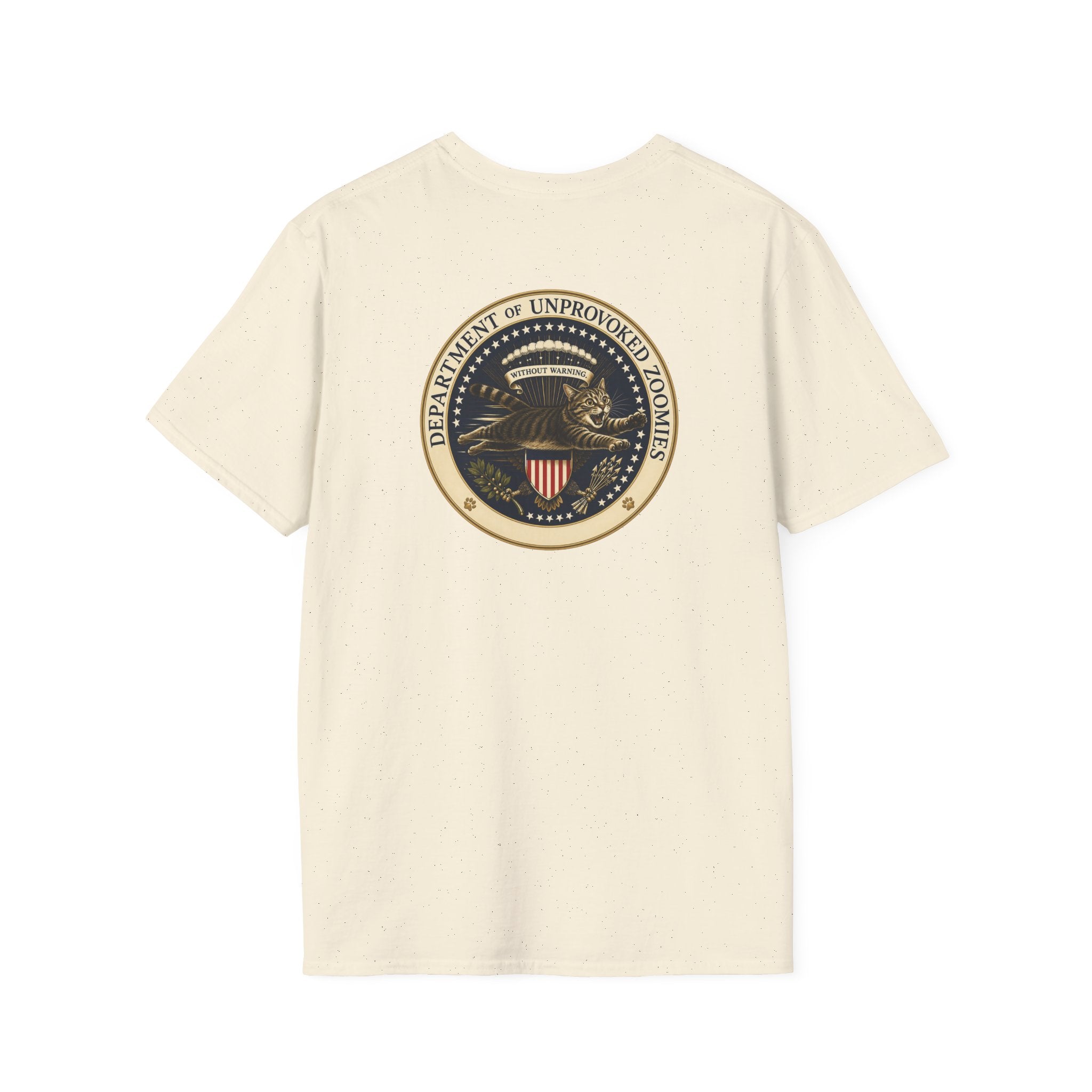 Department of Unprovoked Zoomies Cat T-Shirt | Faux Government Seal Tee
