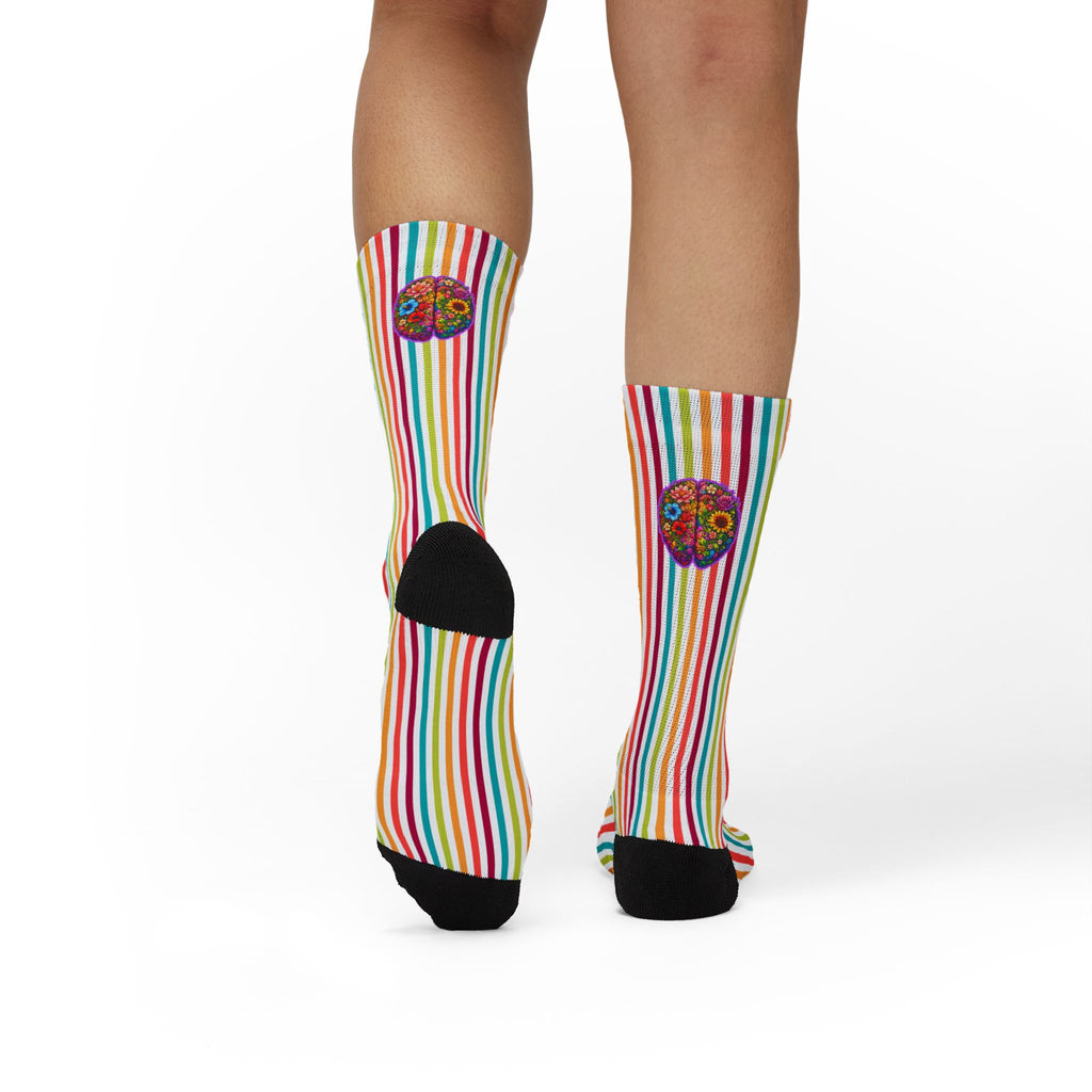 Floral Brain Epilepsy Awareness Crew Socks – Colorful Neurostrong Socks
