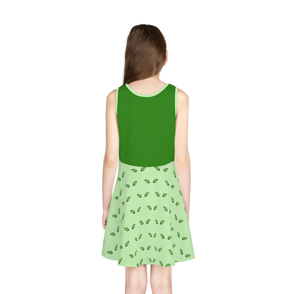 Cat Eyes Twirl Dress for Girls – Whimsical Sleeveless A-Line Summer Dress